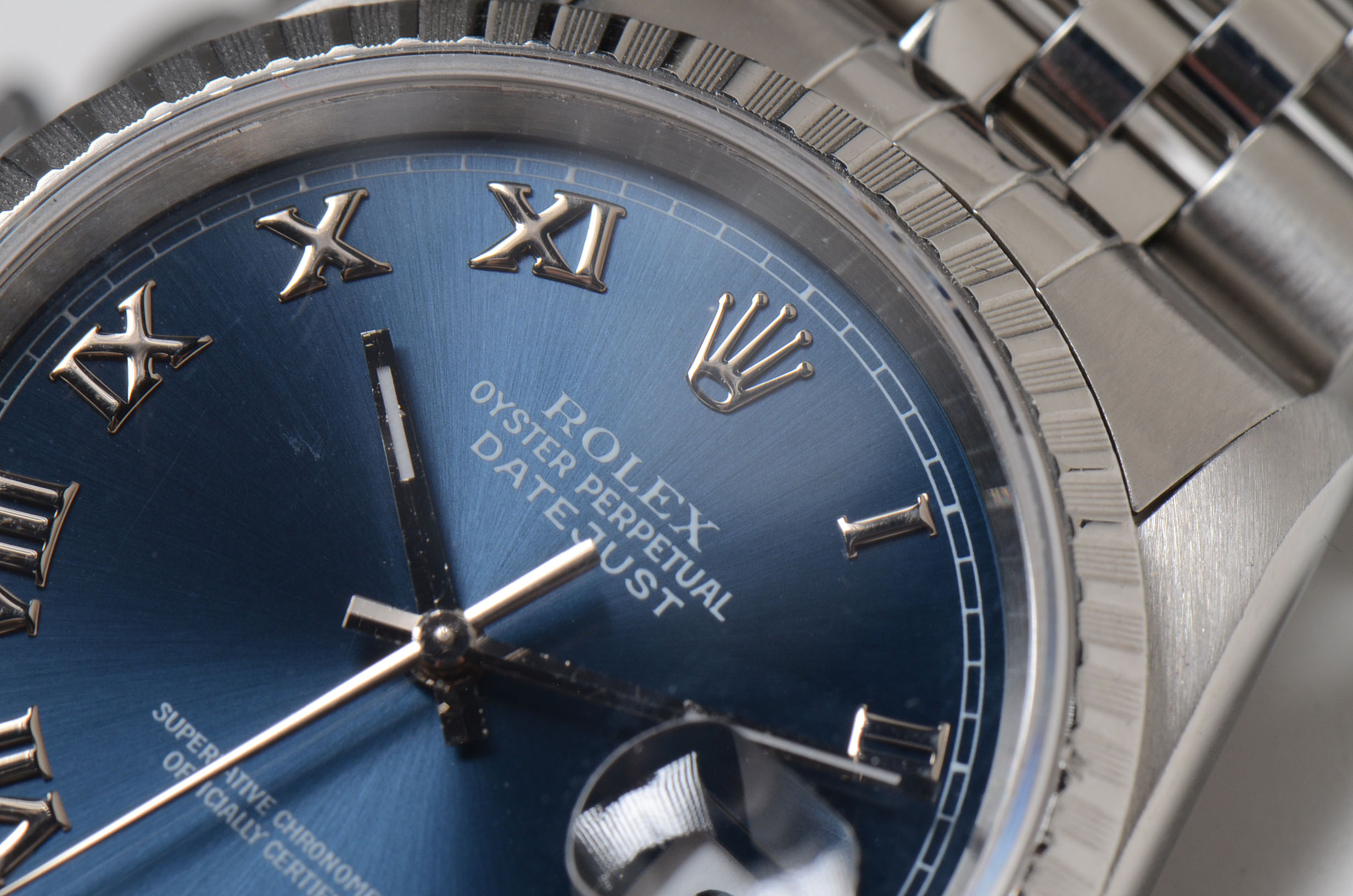 Rolex Datejust Steel 16220 Blue Roman Dial Automatic Watch