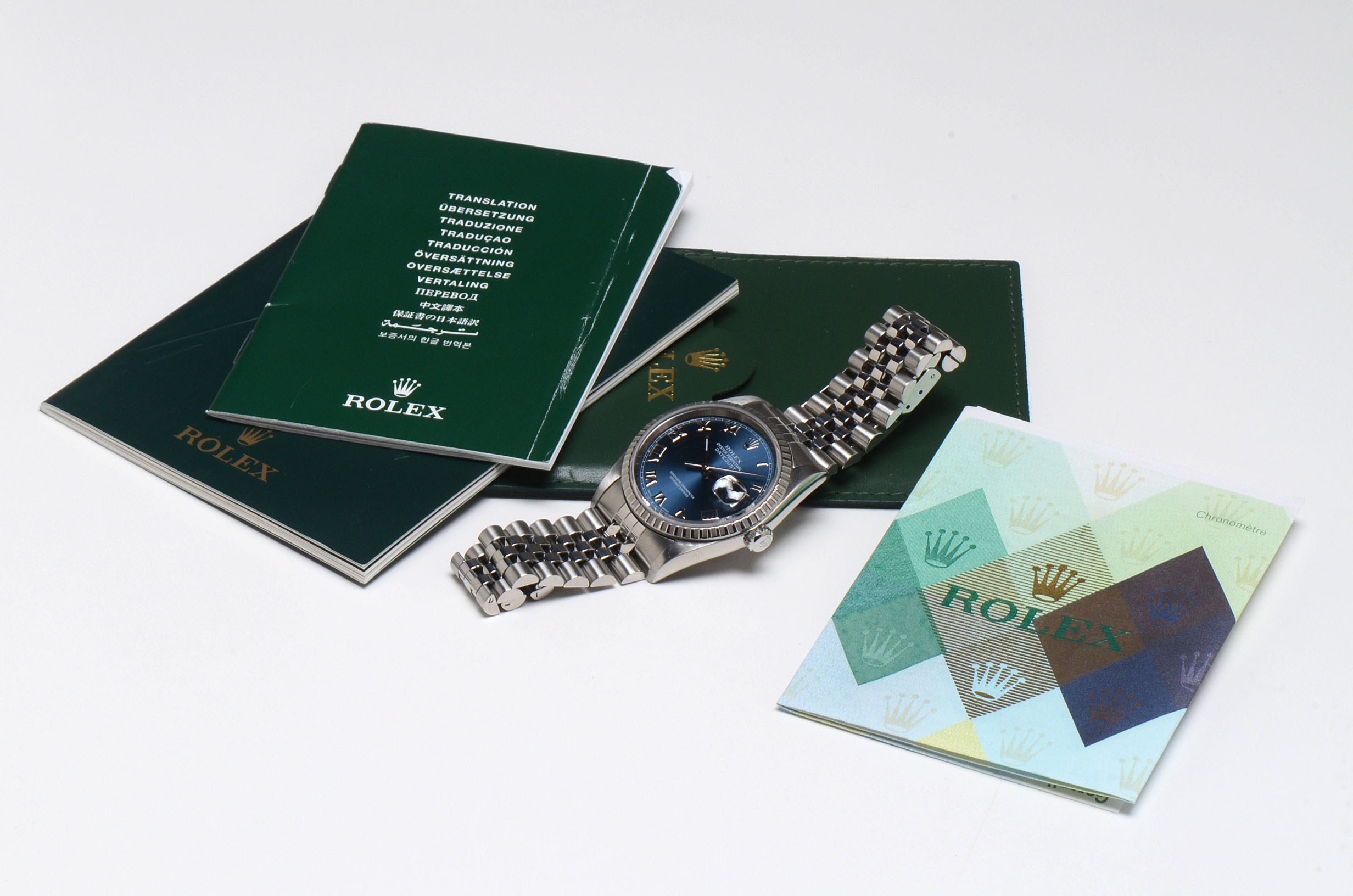 Rolex Datejust Steel 16220 Blue Roman Dial Automatic Watch