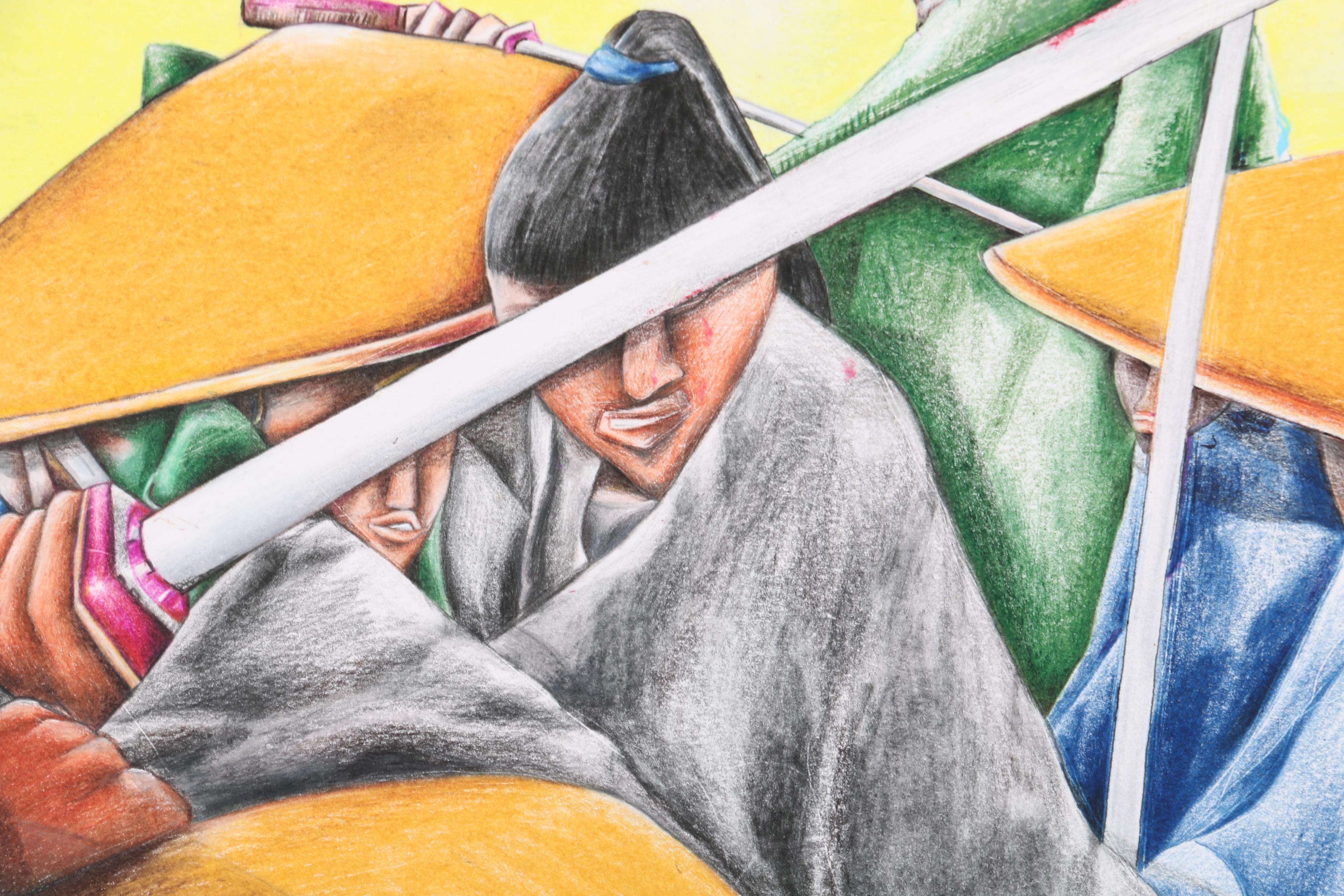 Mark Campbell Colored Pencil Drawing on Paper "Samurai"