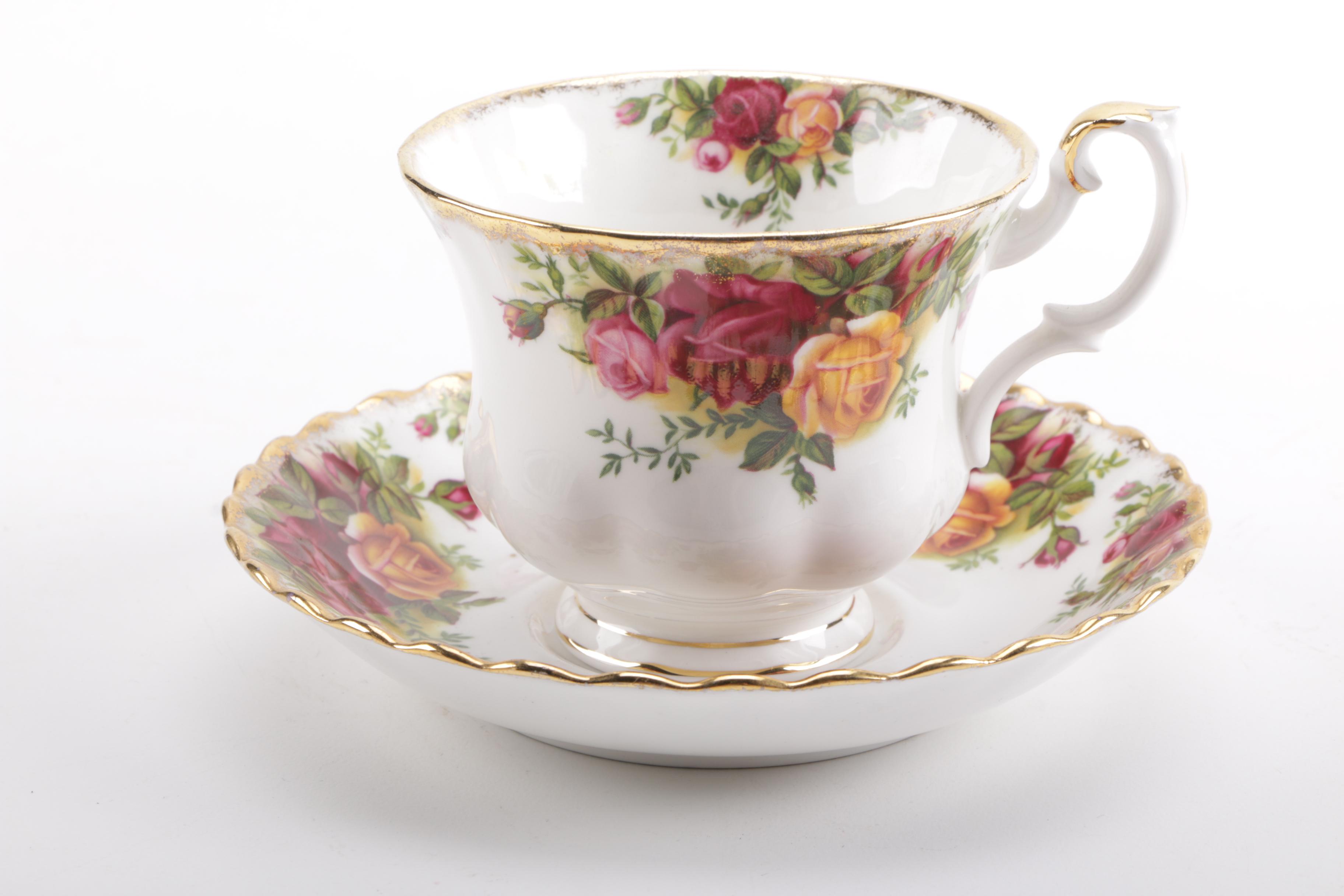 Fine China Teacups and Saucers Including Staffordshire and Royal Albert