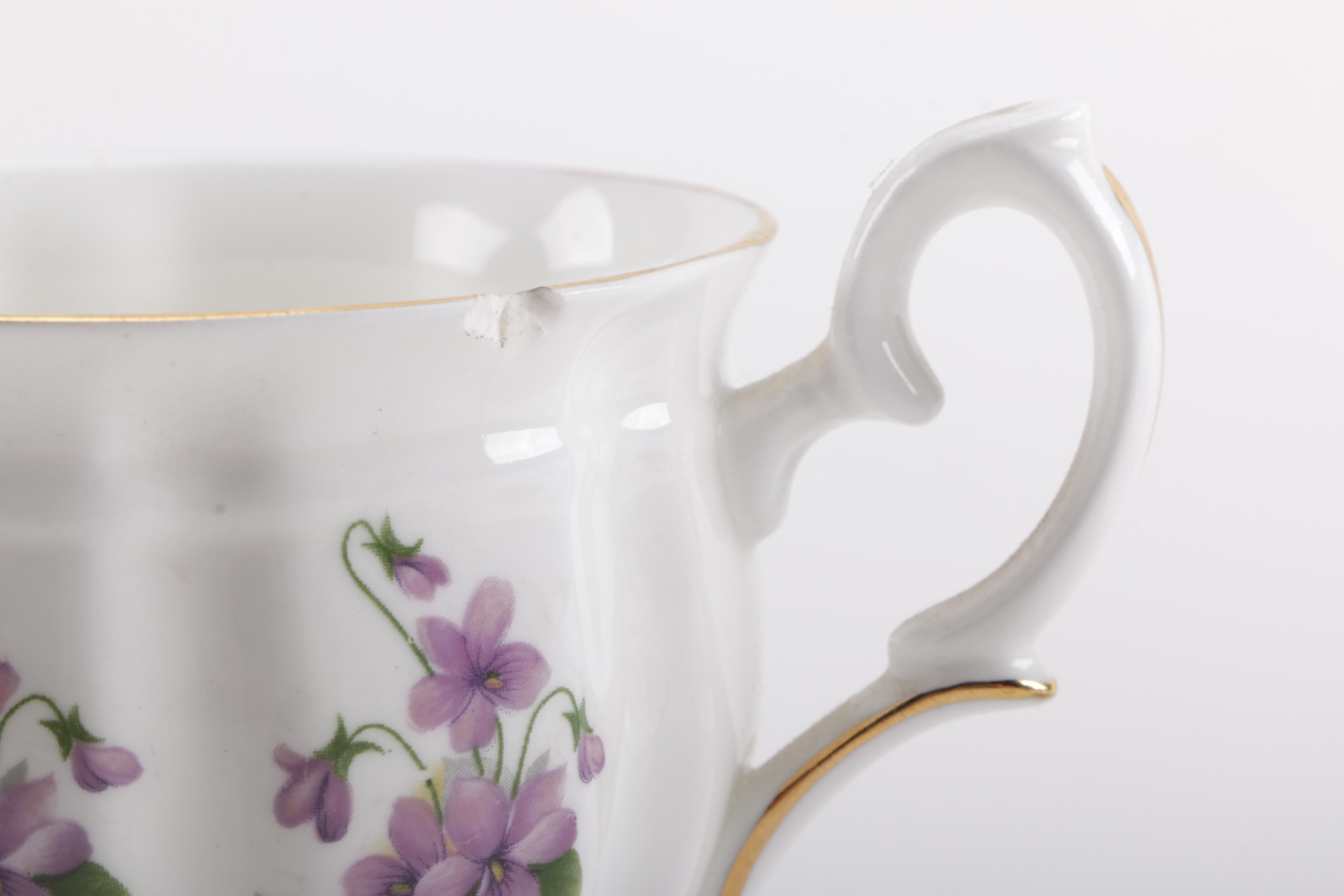 Fine China Teacups and Saucers Including Staffordshire and Royal Albert