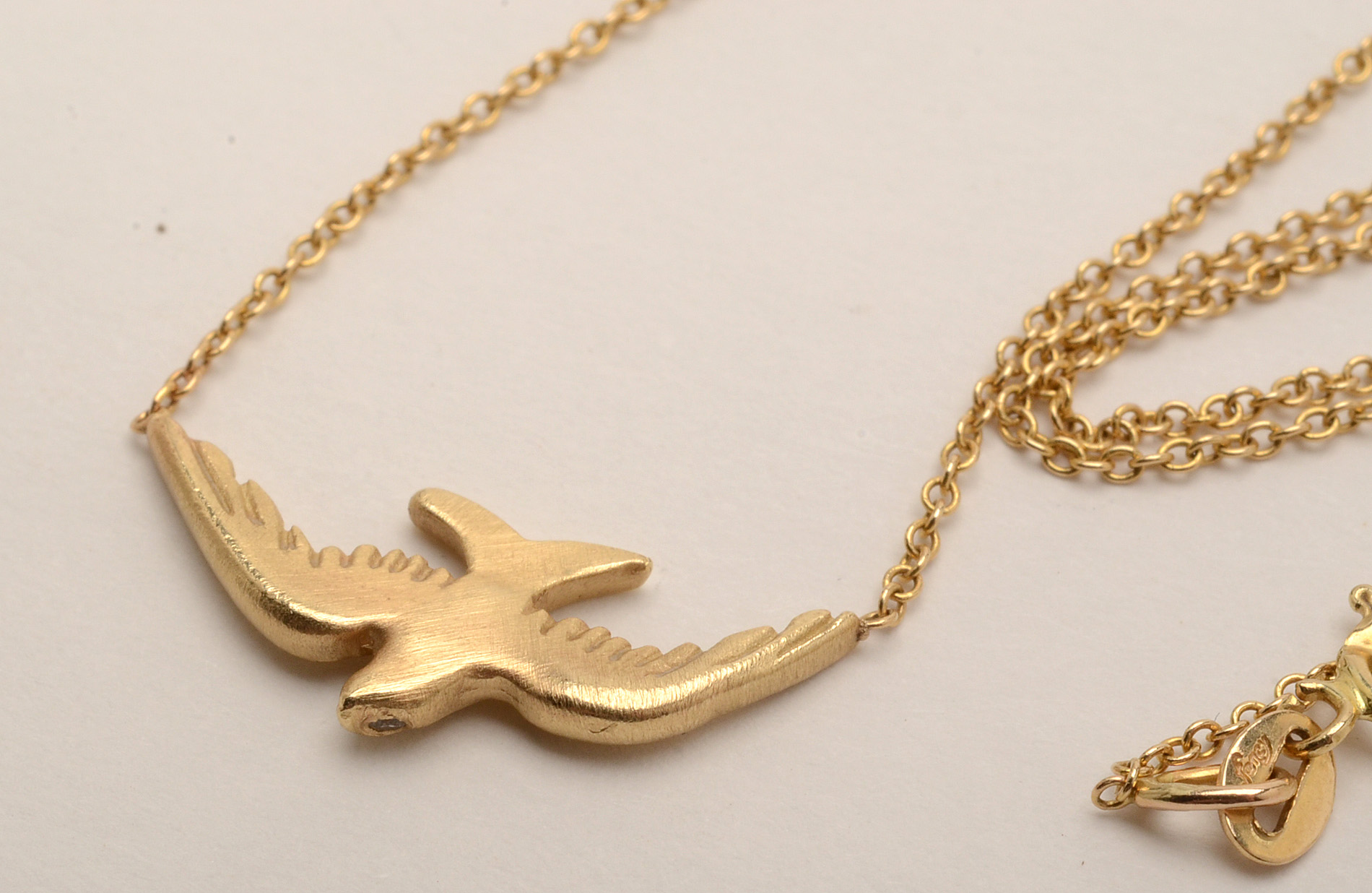 14K Yellow Gold Diamond "Bird in Flight" Necklace
