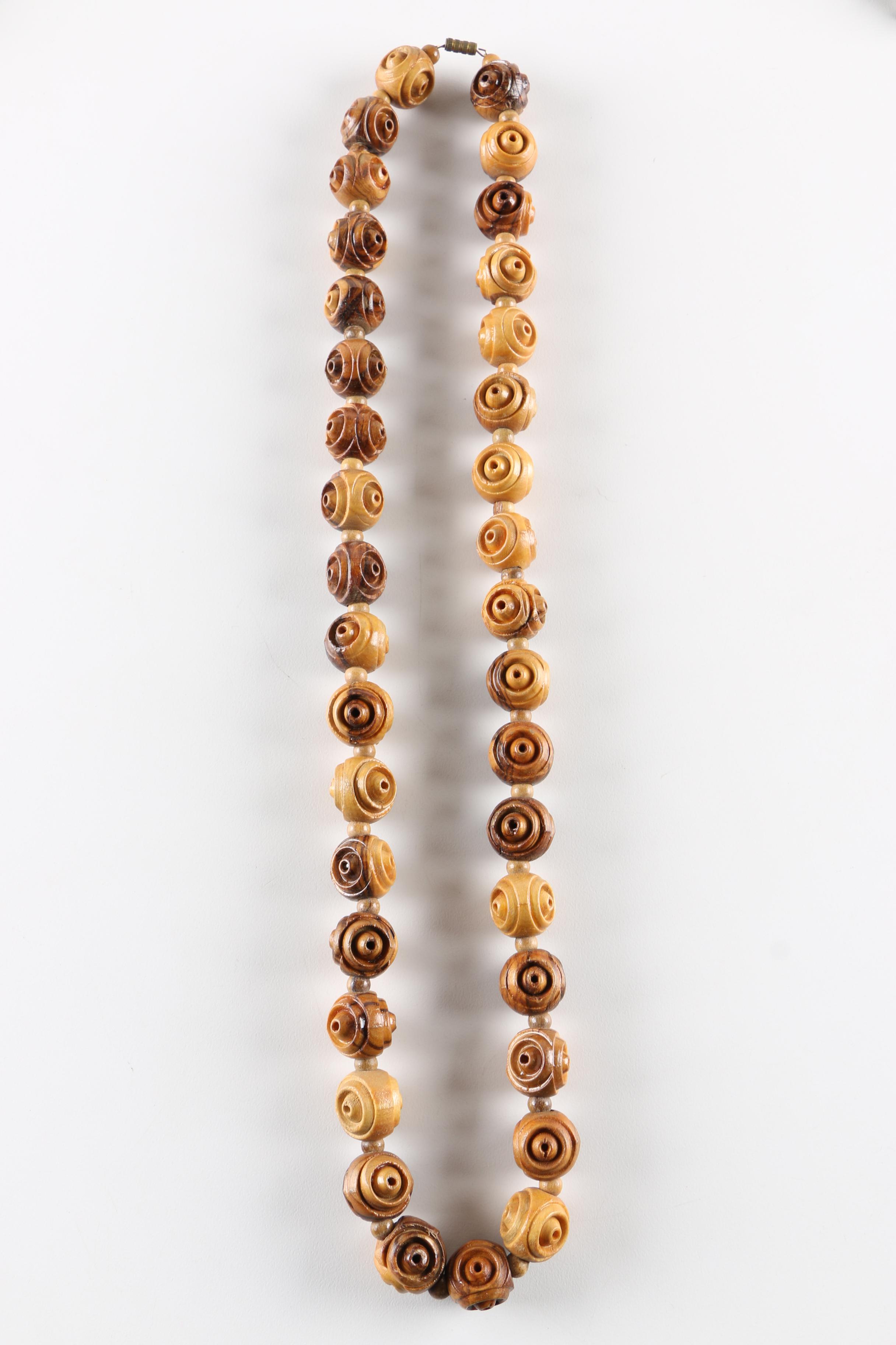 Assortment of Gold-Tone and Wood Costume Jewelry