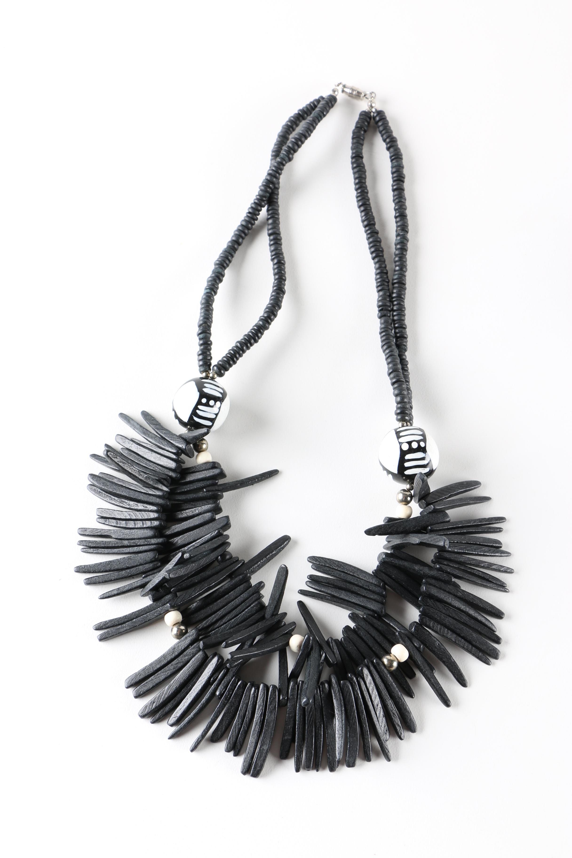 Assortment of Gold-Tone and Wood Costume Jewelry