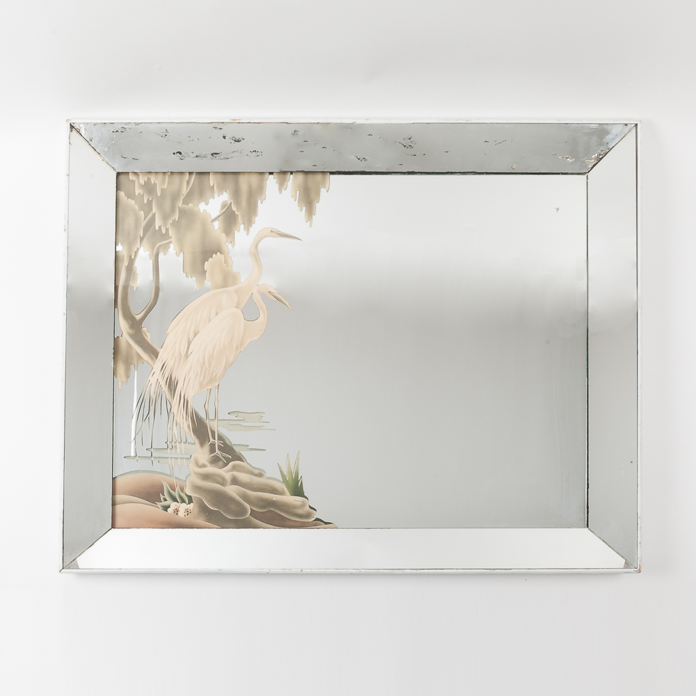 Vintage Turner Egret Mirrored Print