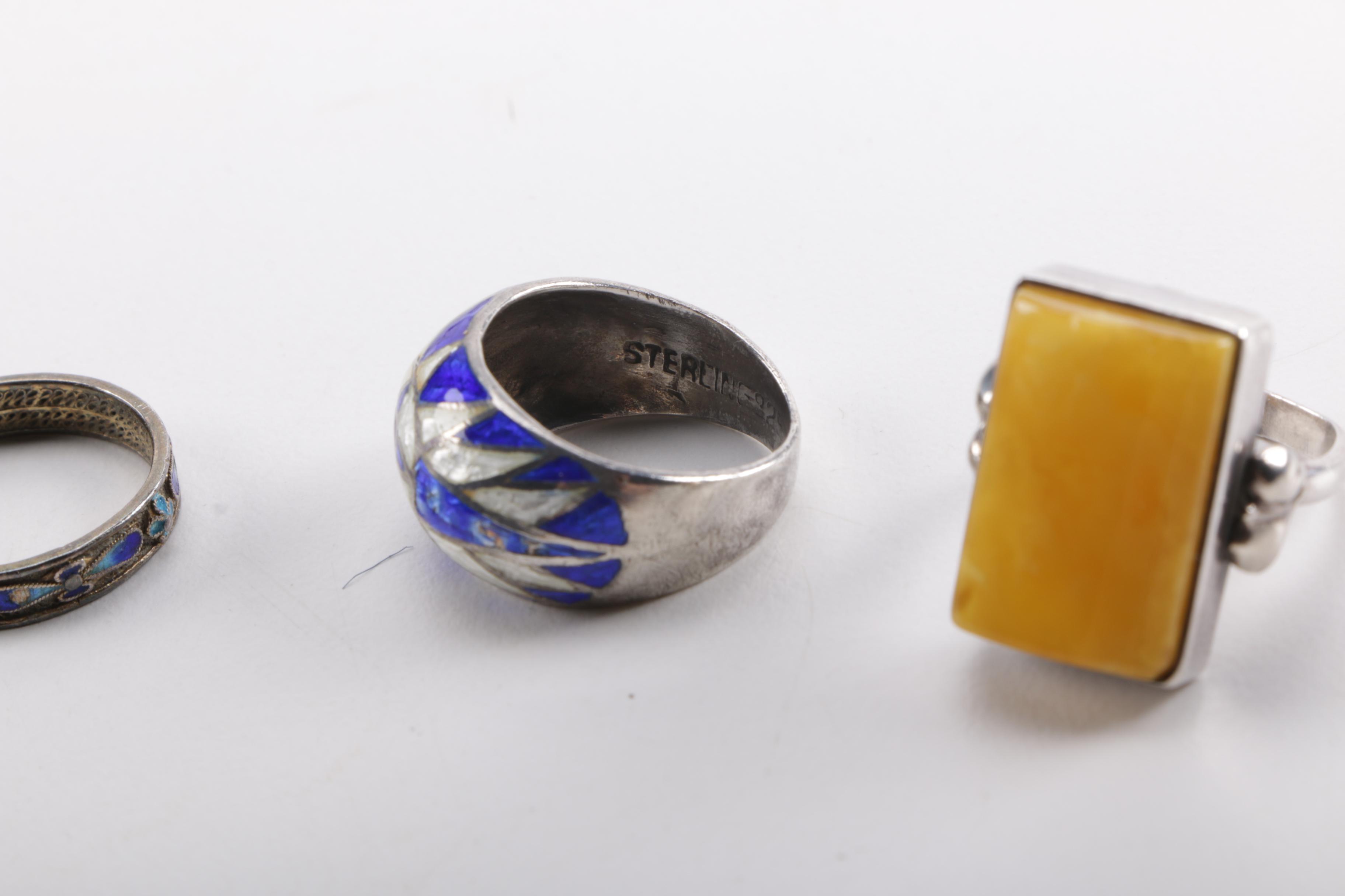 Vintage Sterling Silver and Stone Jewelry Featuring Egyptian Revi