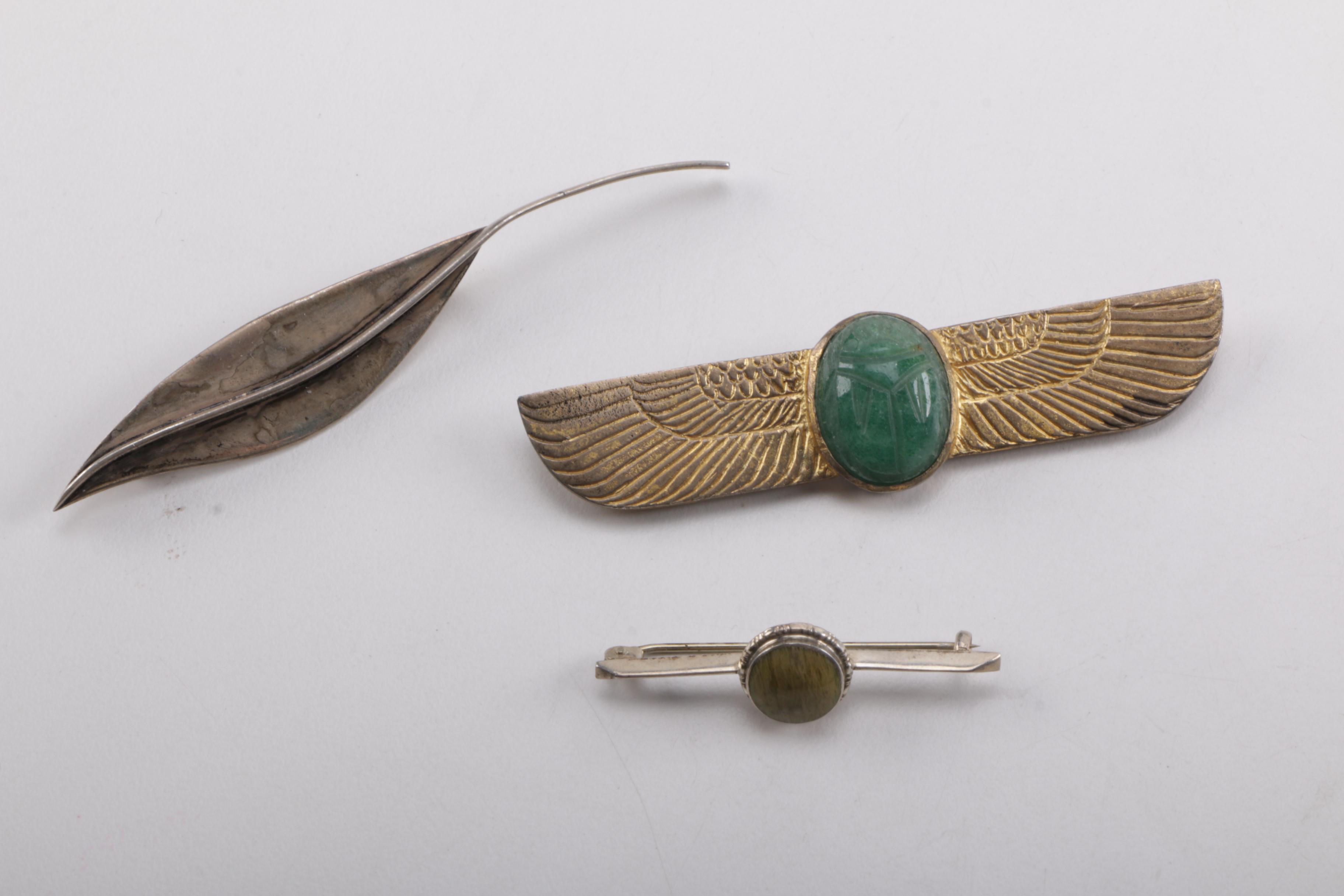 Vintage Sterling Silver and Stone Jewelry Featuring Egyptian Revi