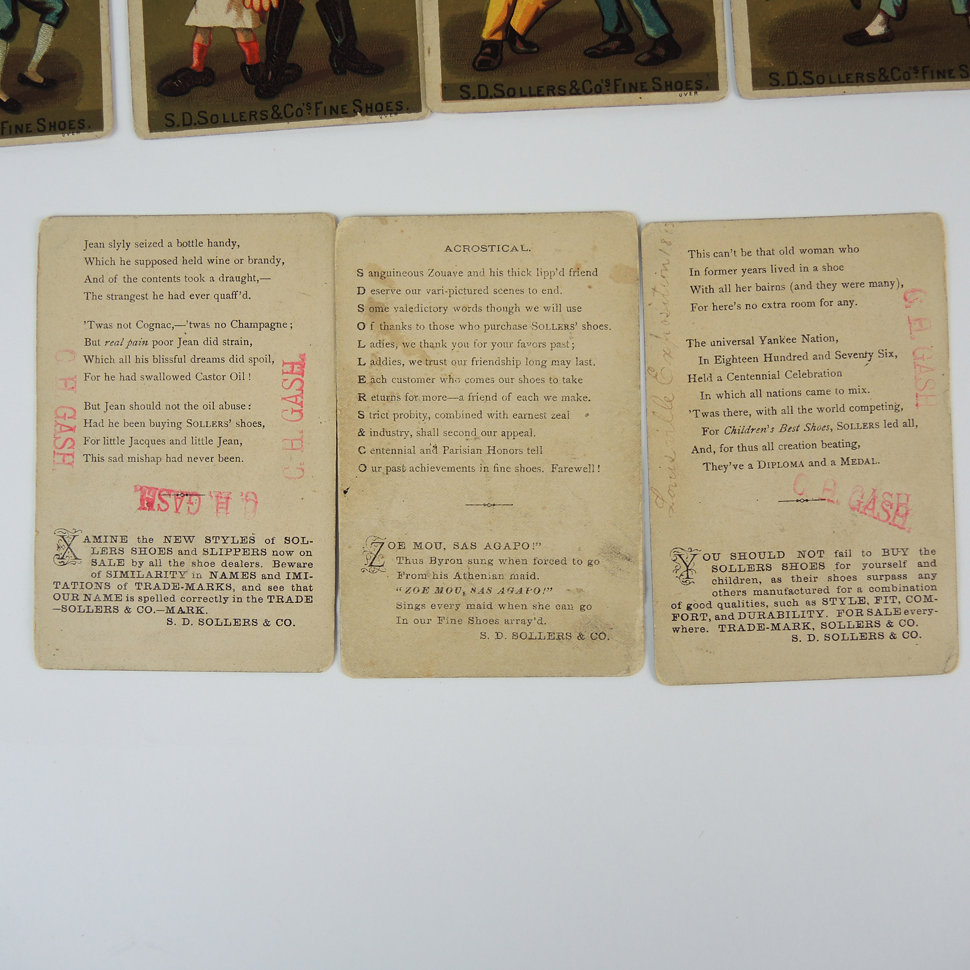 19th Century French Alphabet Victorian Trade Card Set by S.D. Sollers & Co.