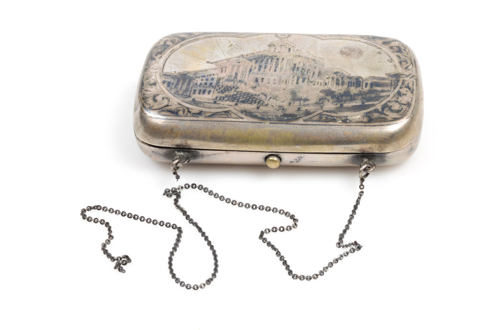 Antique Russian .875 Silver and Niello Purse