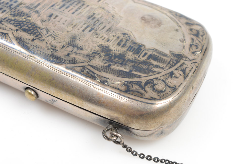 Antique Russian .875 Silver and Niello Purse