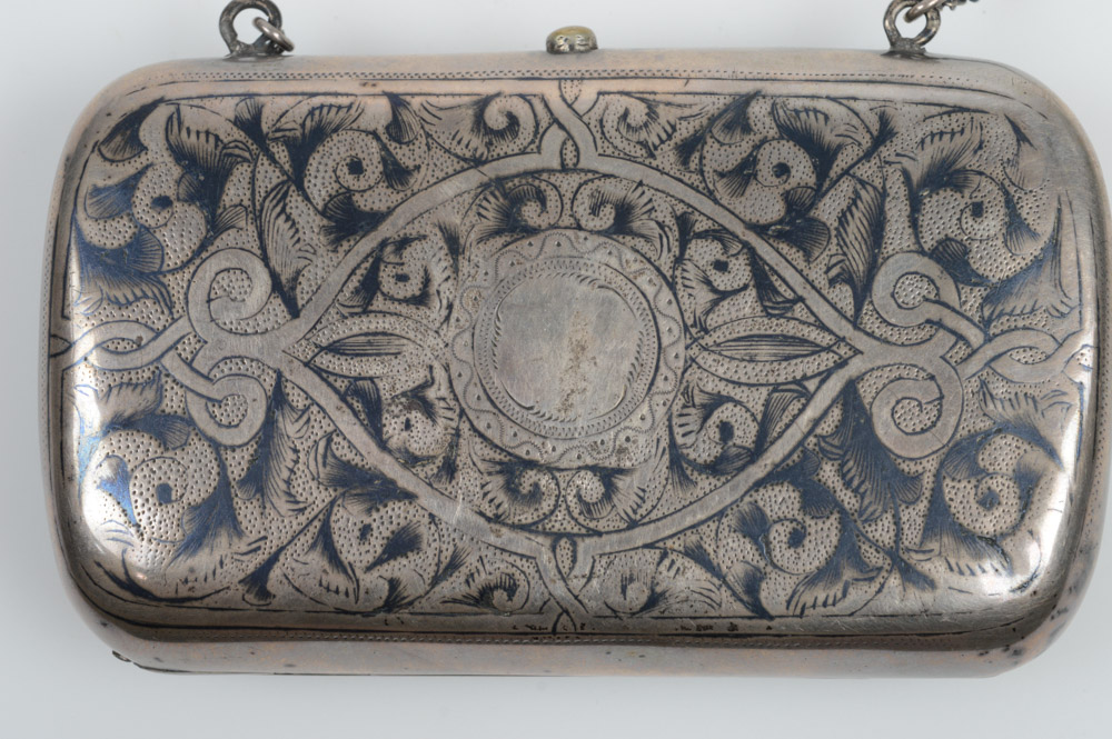 Antique Russian .875 Silver and Niello Purse