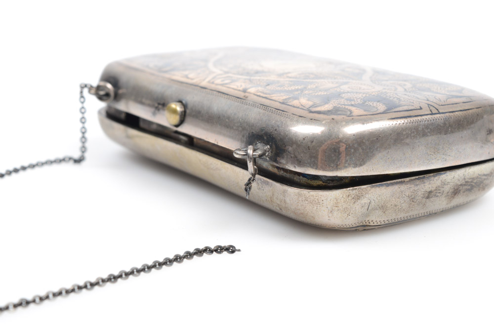 Antique Russian .875 Silver and Niello Purse