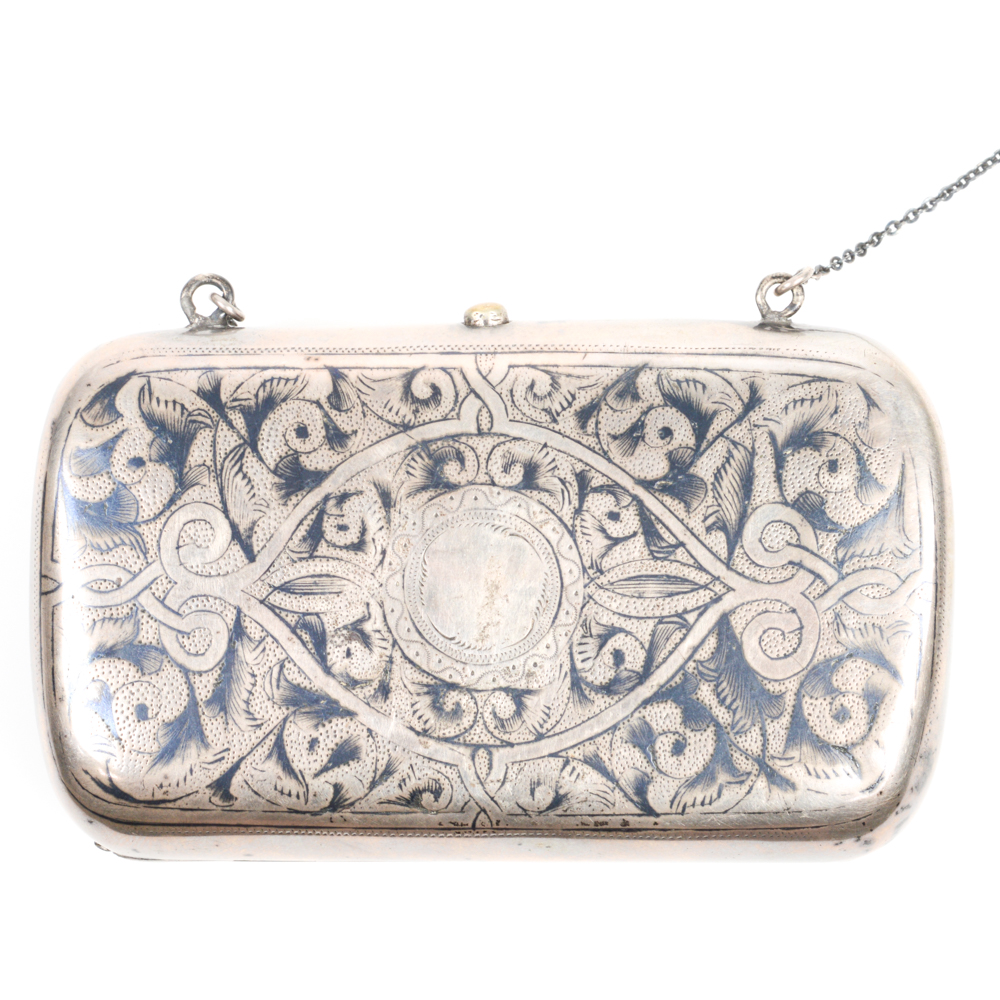Antique Russian .875 Silver and Niello Purse