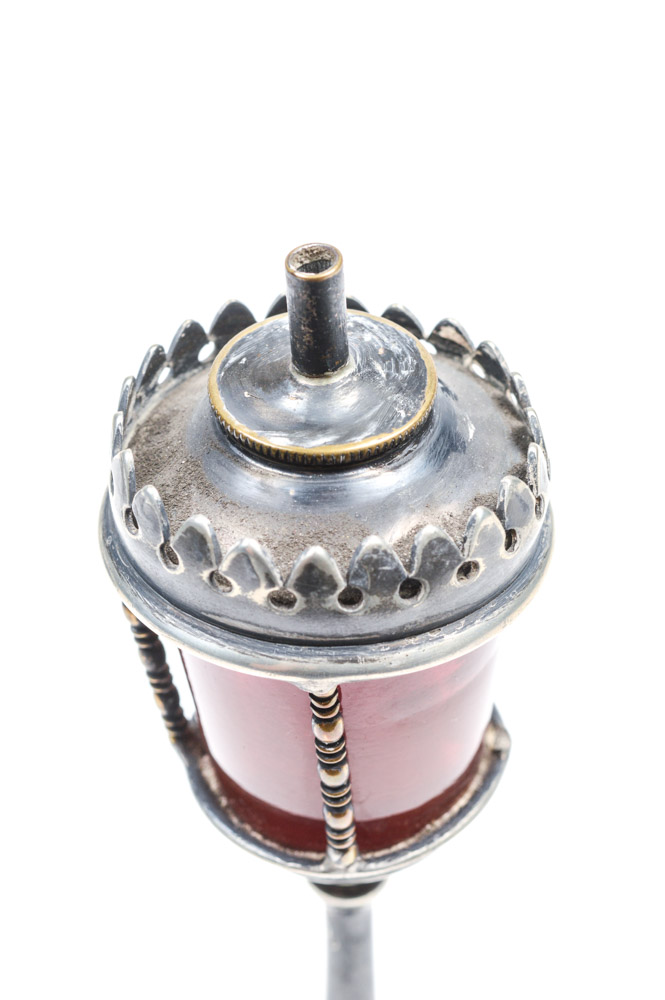 Antique Weighted Silver Plate Oil Lamp