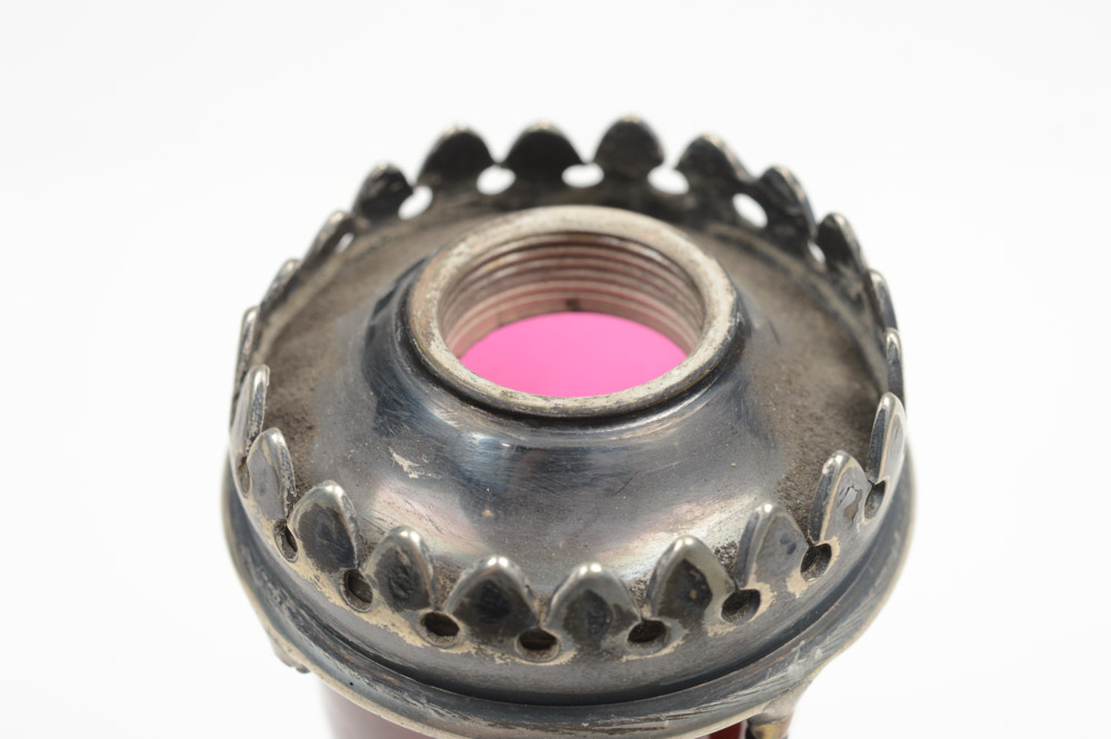 Antique Weighted Silver Plate Oil Lamp