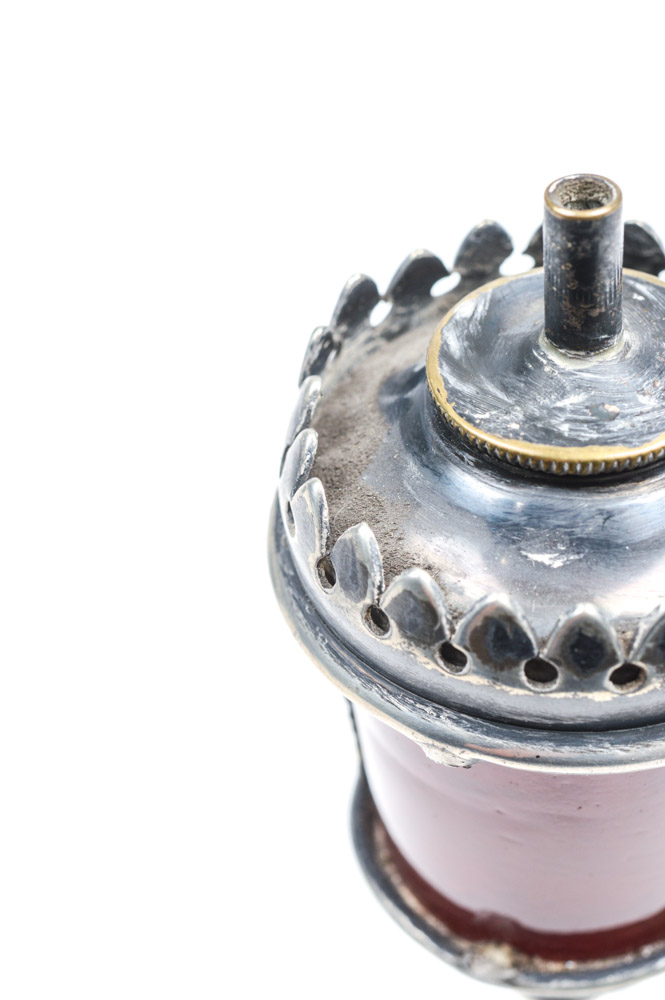 Antique Weighted Silver Plate Oil Lamp