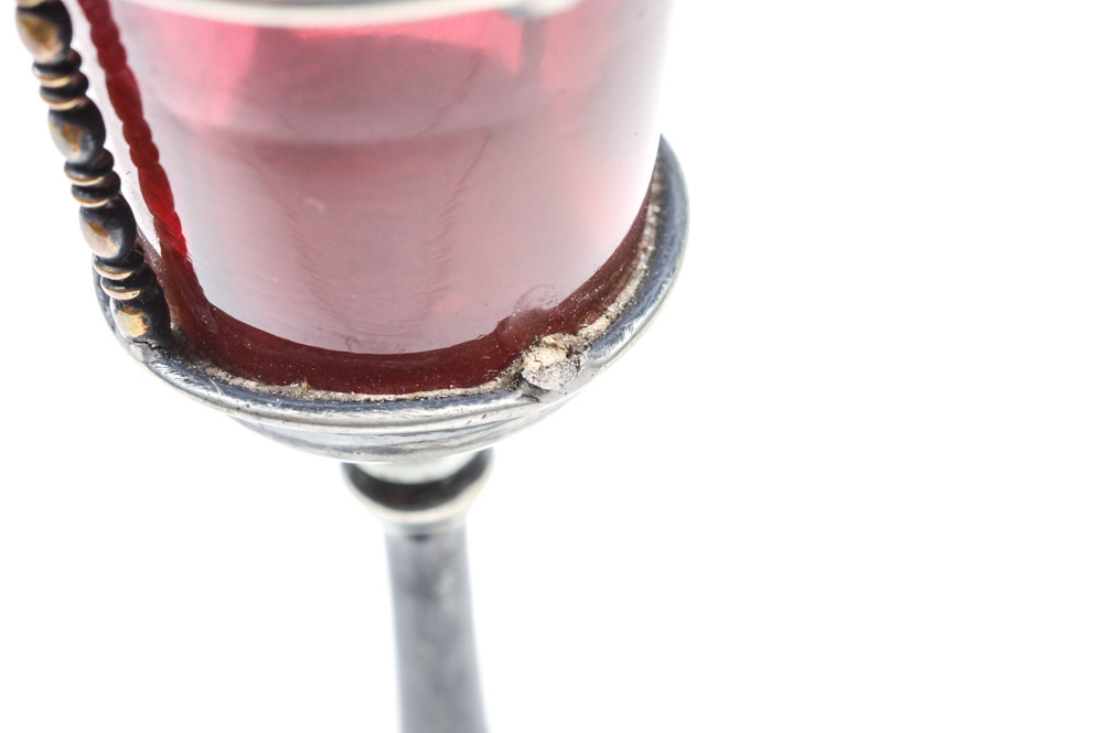 Antique Weighted Silver Plate Oil Lamp