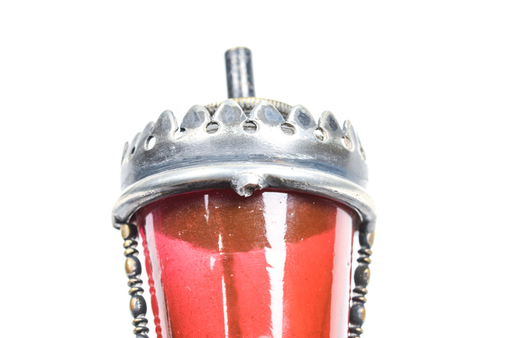 Antique Weighted Silver Plate Oil Lamp