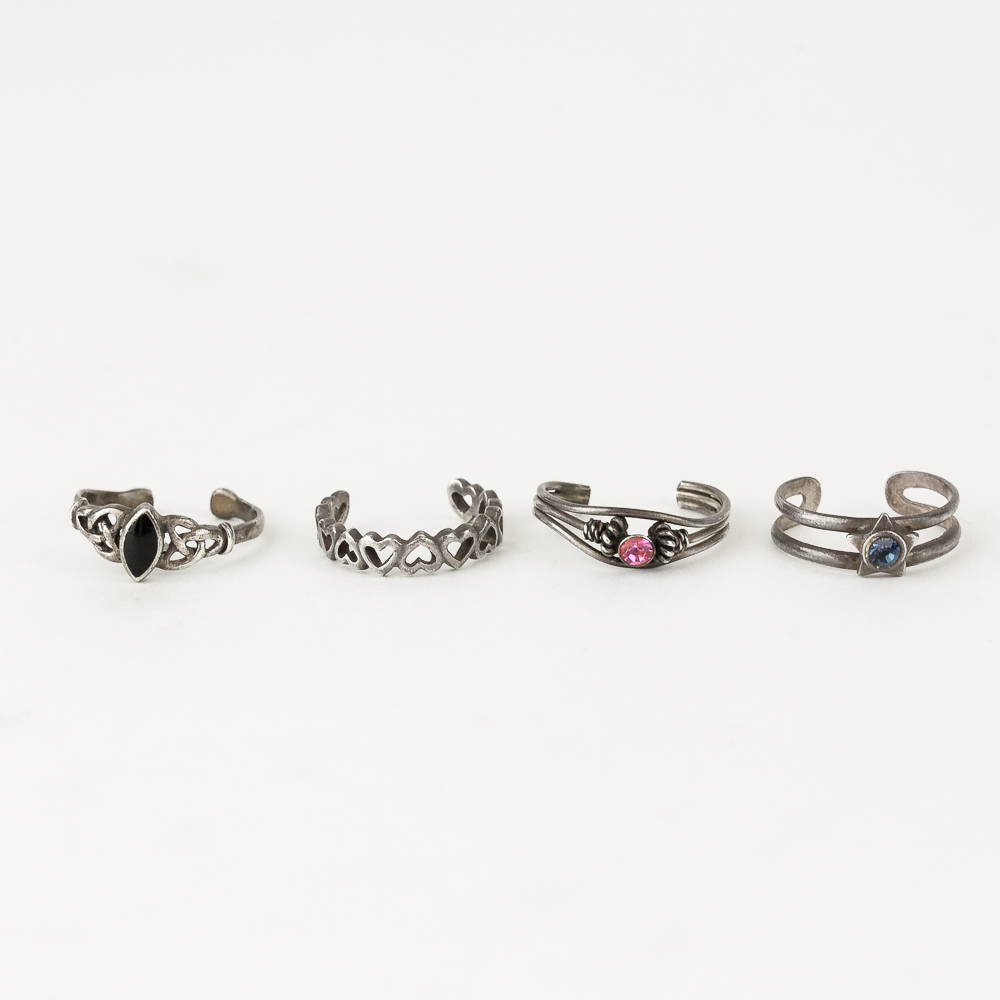 Collection of Sterling Silver Toe Rings