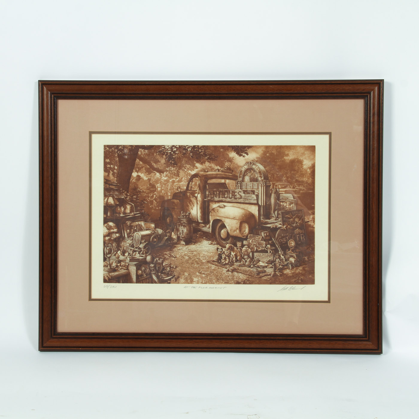 Lithograph Print on Paper "At the Flea Market"