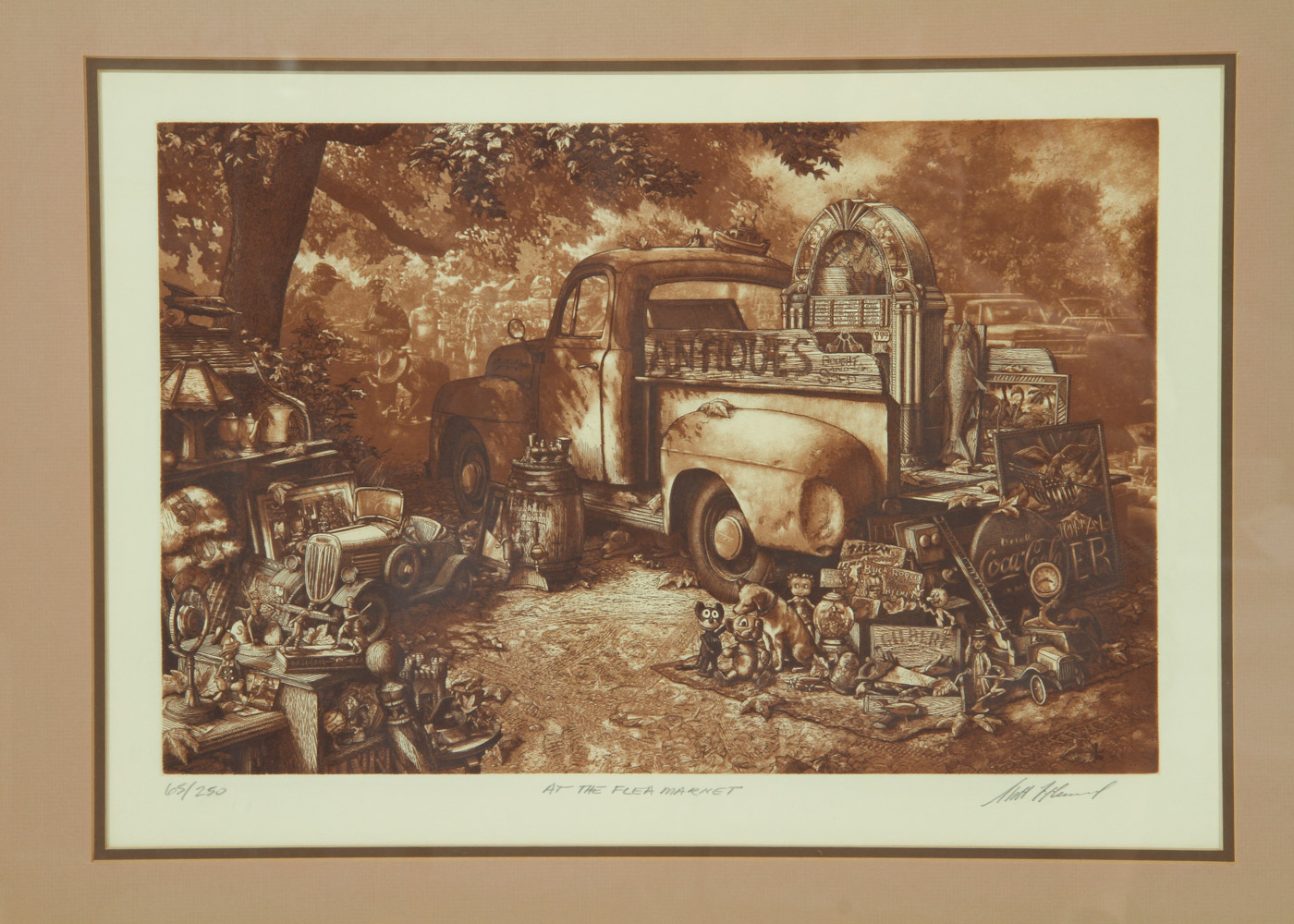 Lithograph Print on Paper "At the Flea Market"