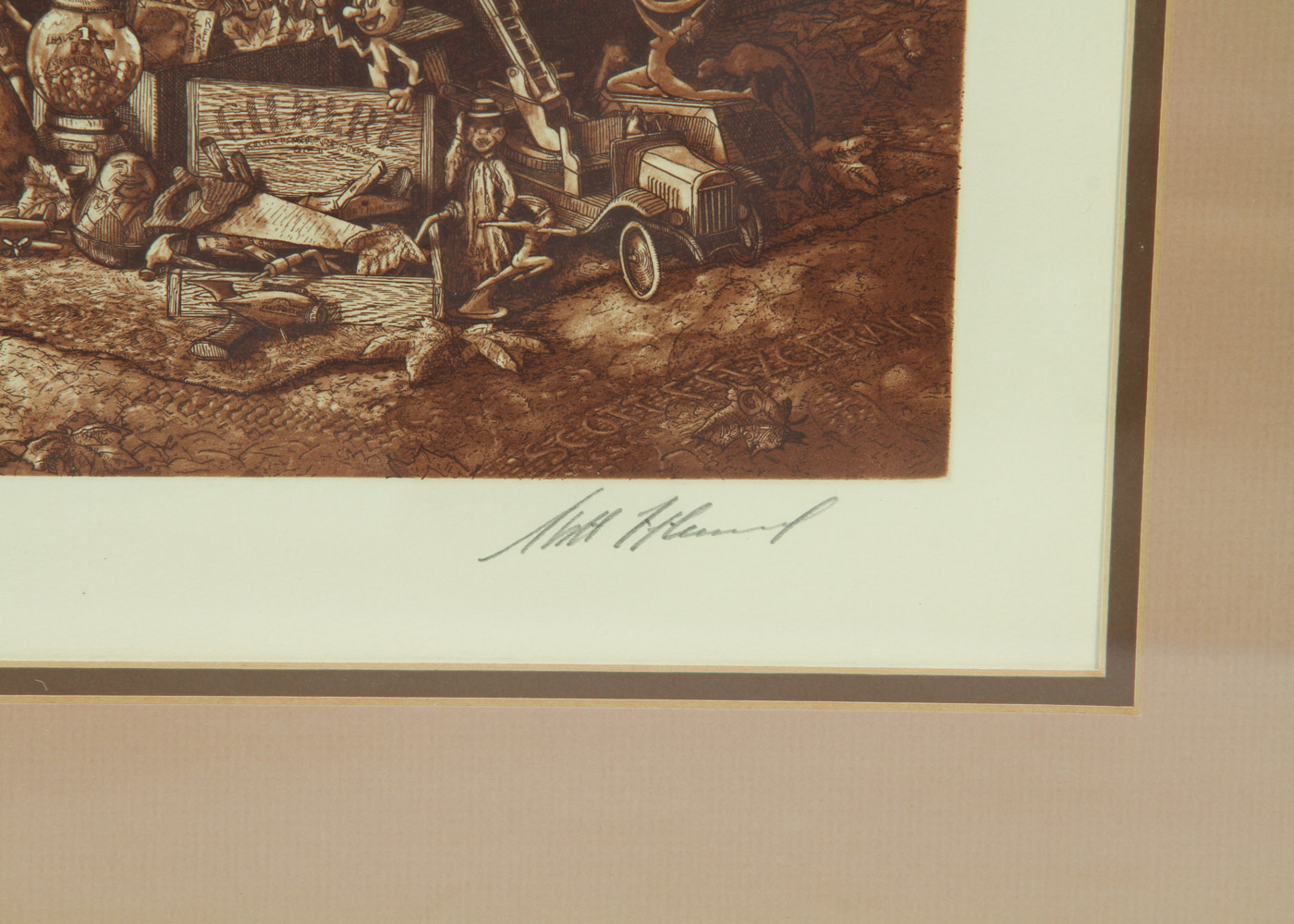 Lithograph Print on Paper "At the Flea Market"