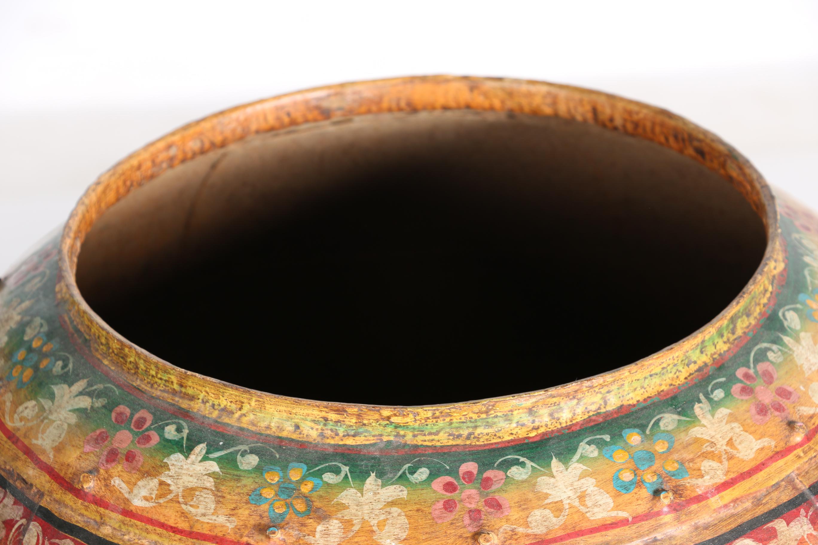 Large Hand-Painted Iron Pot