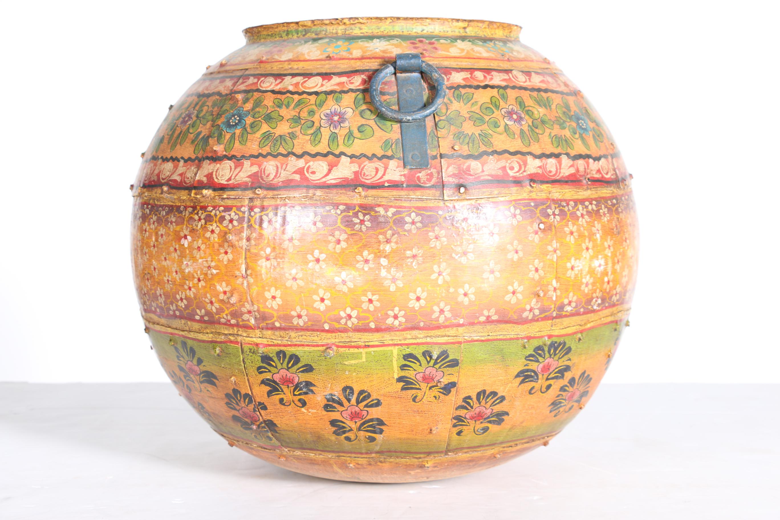 Large Hand-Painted Iron Pot