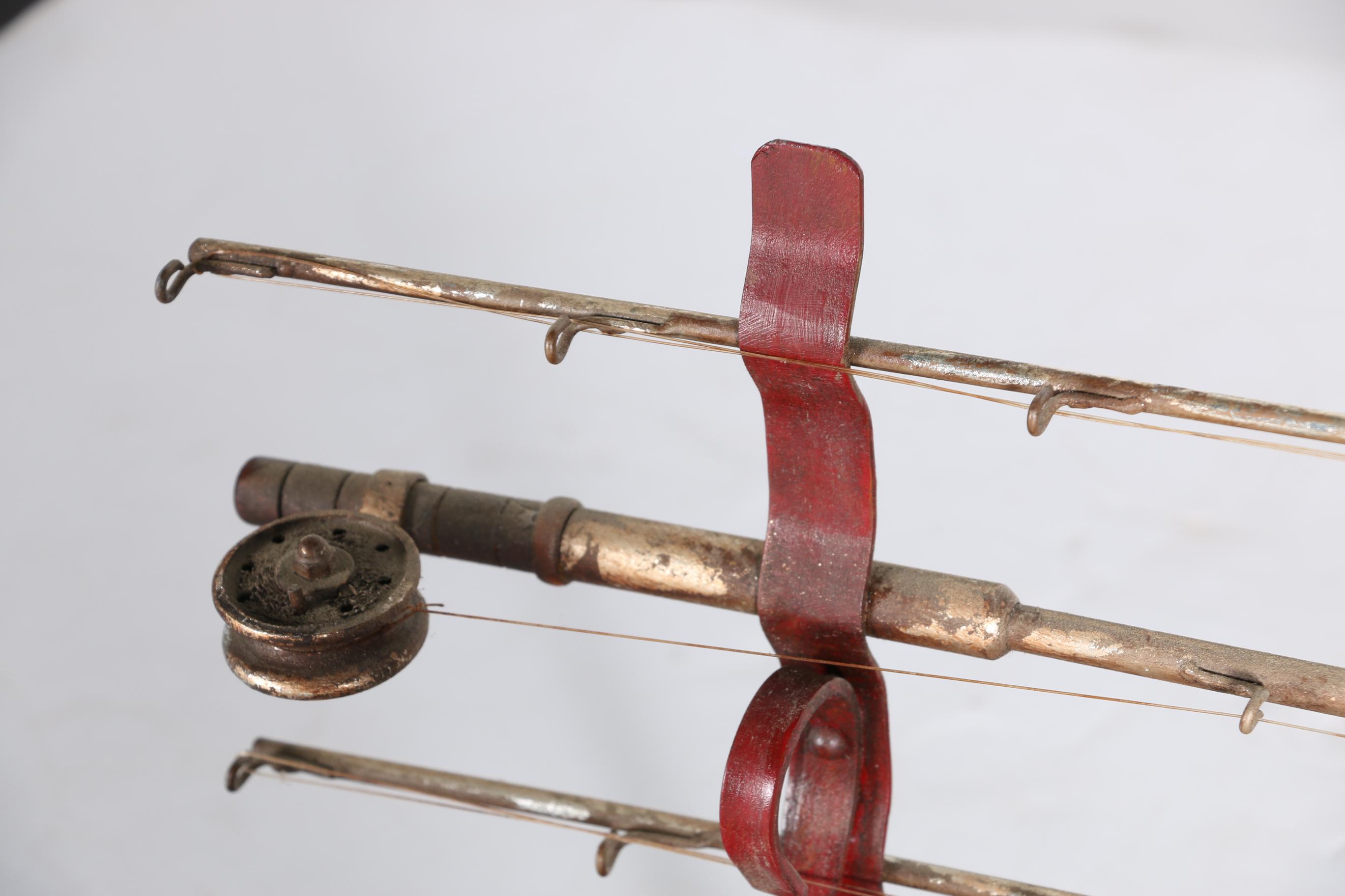 Hand-Painted Vintage Rack Made With Fishing Rods