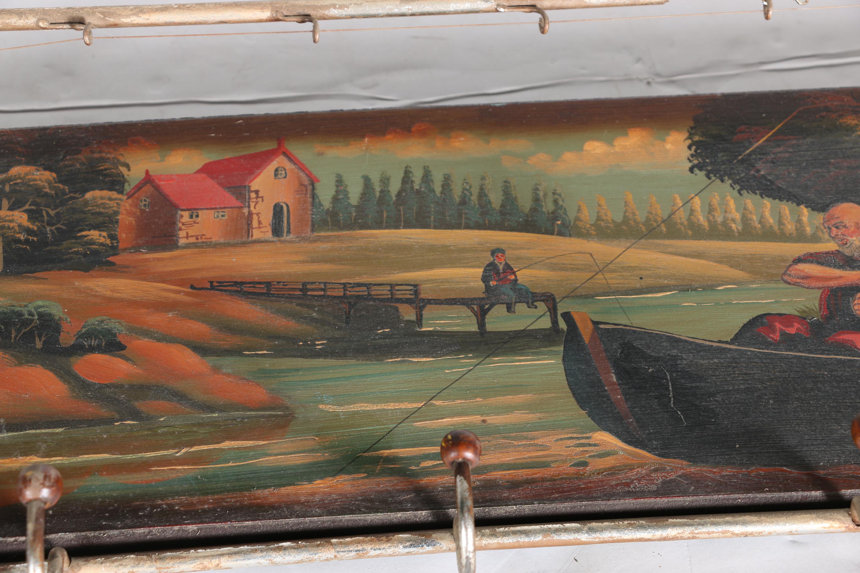 Hand-Painted Vintage Rack Made With Fishing Rods