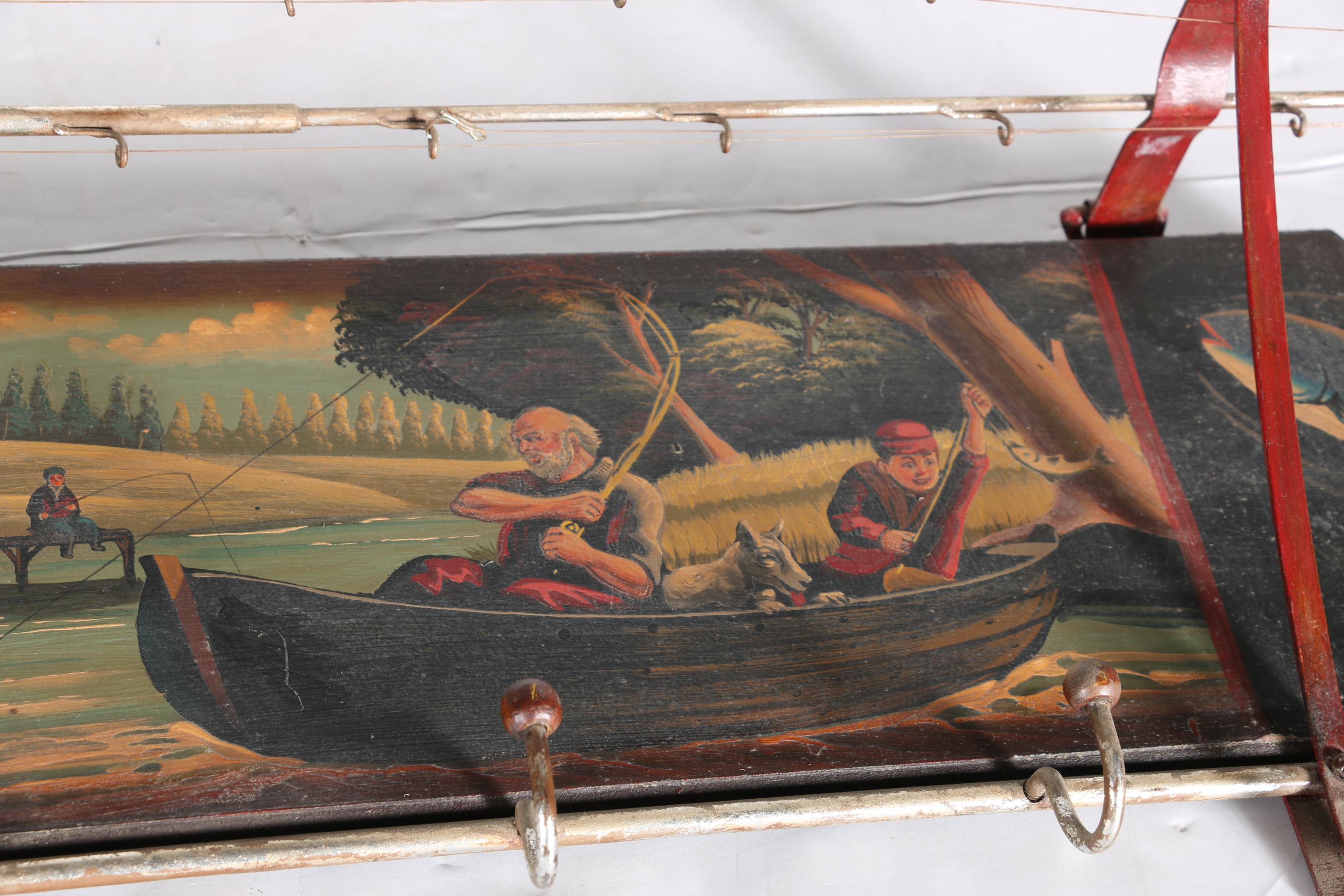 Hand-Painted Vintage Rack Made With Fishing Rods