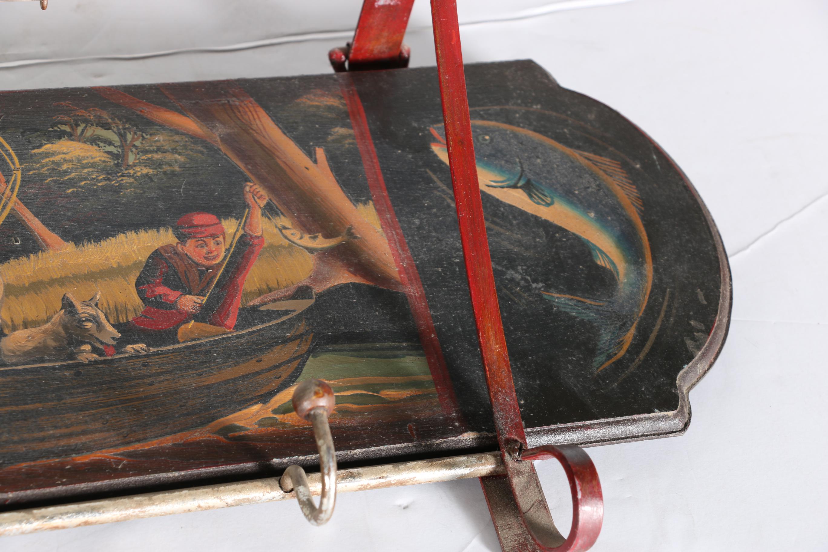 Hand-Painted Vintage Rack Made With Fishing Rods