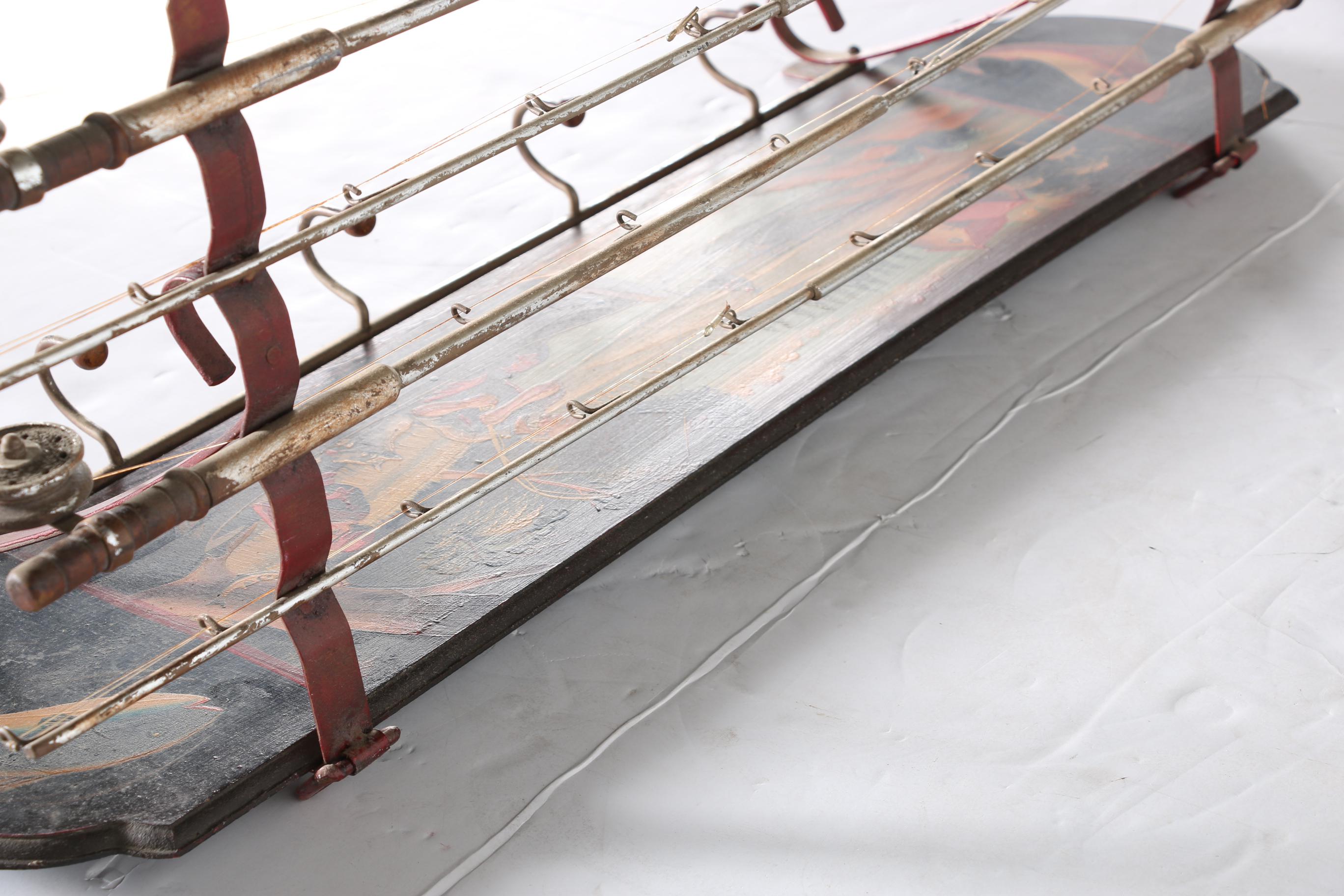 Hand-Painted Vintage Rack Made With Fishing Rods