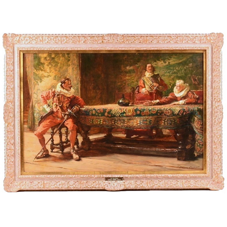 "The Discussion" Original Oil Painting by Edgar Bundy (1862-1922)