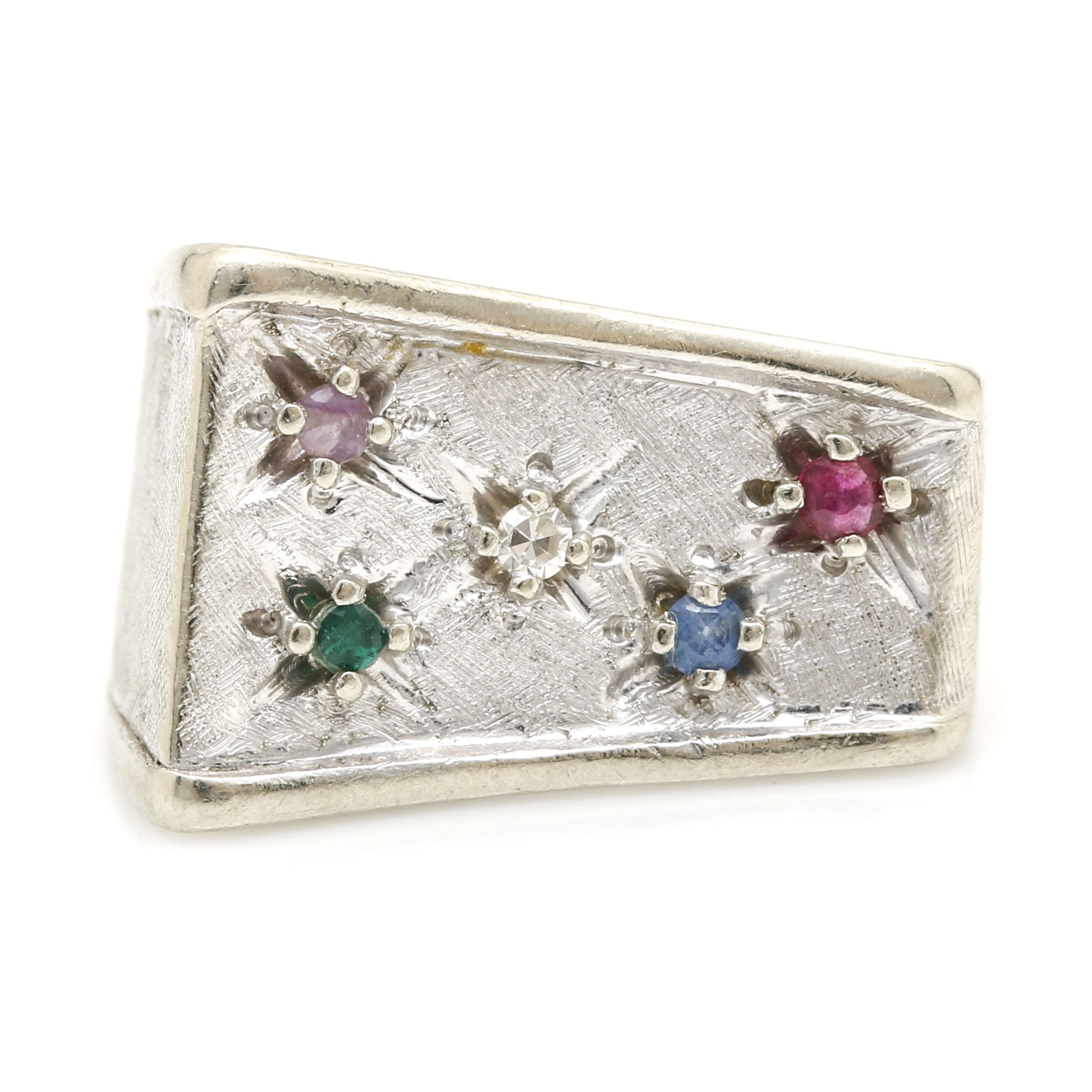 14K White Gold Gemstone Ring