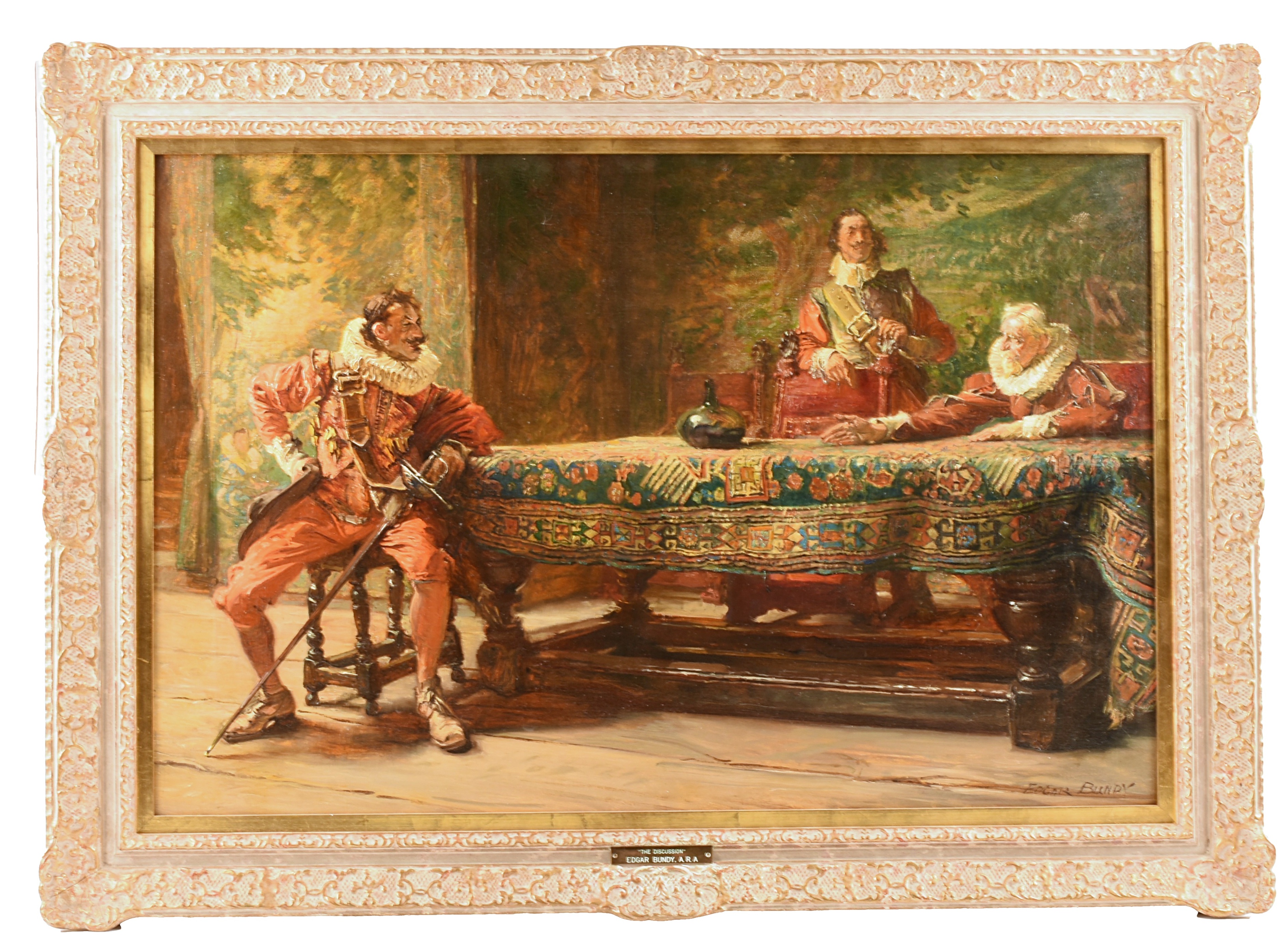 "The Discussion" Original Oil Painting by Edgar Bundy (1862-1922)