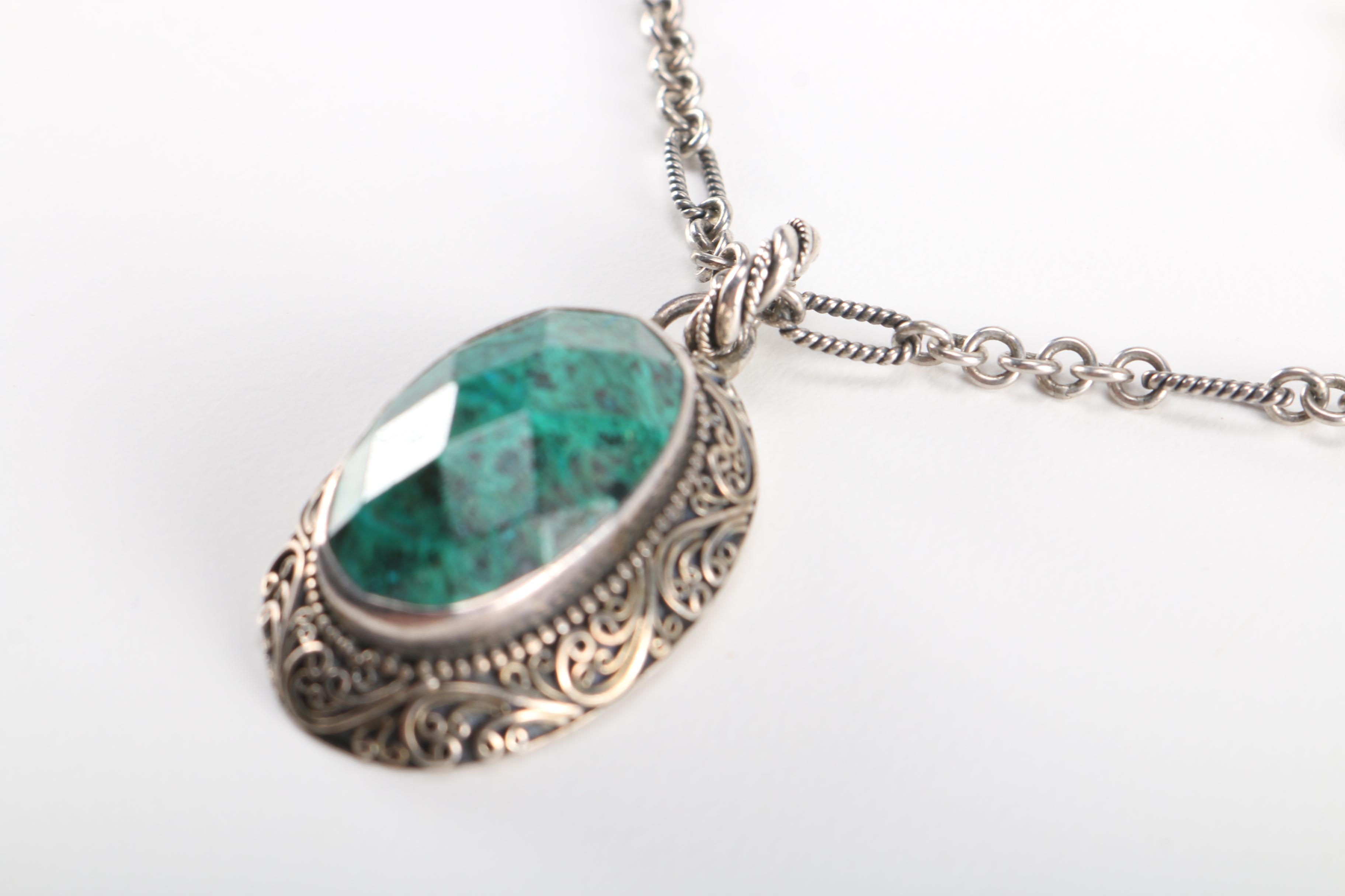 Sterling Silver Lori Bonn Chrysacolla Necklace