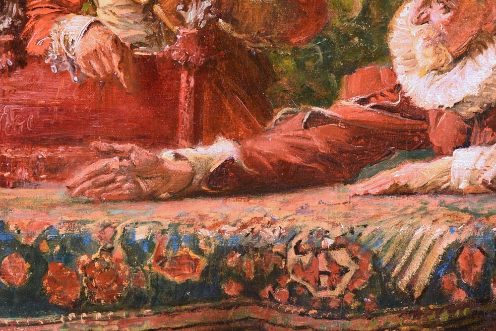 "The Discussion" Original Oil Painting by Edgar Bundy (1862-1922)