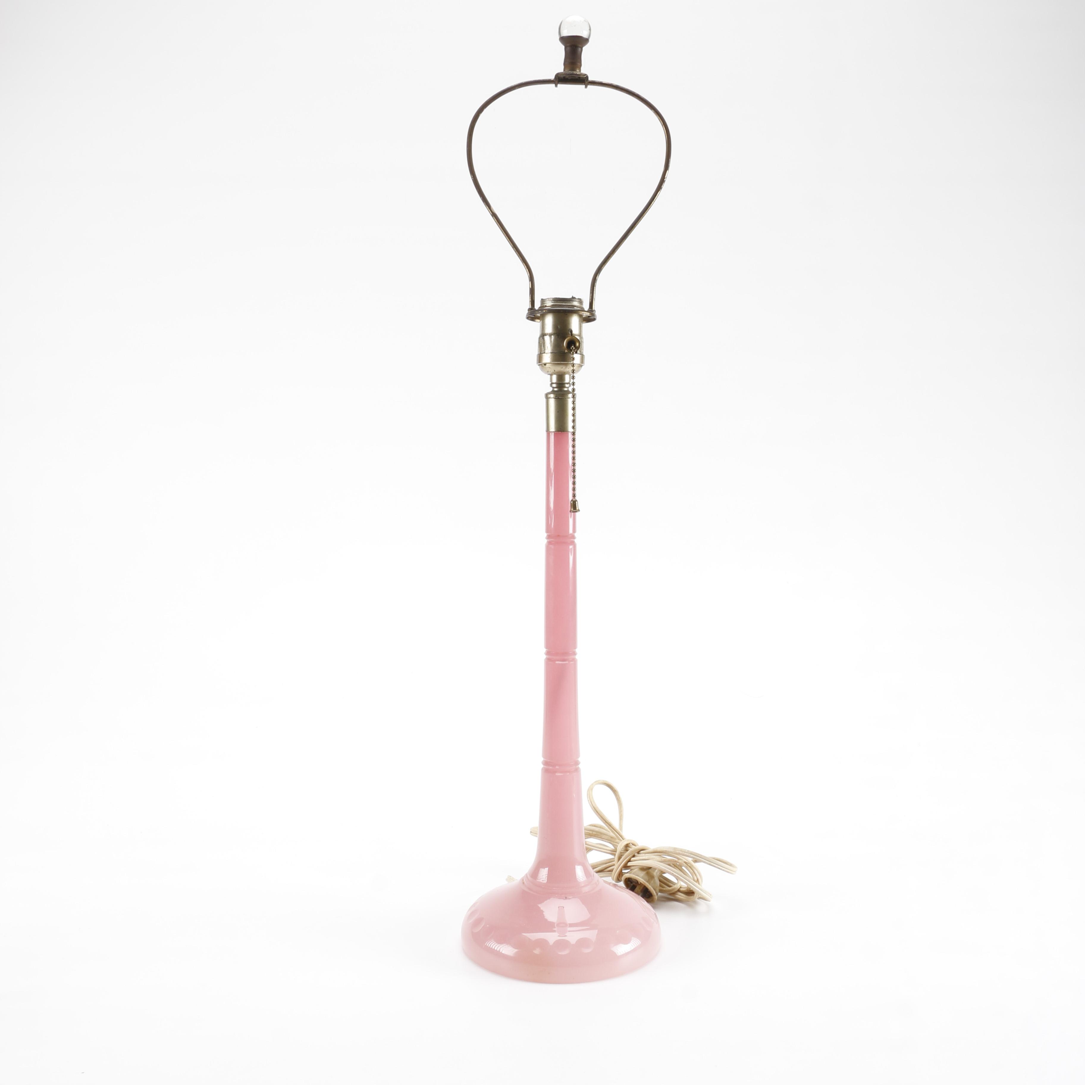 Vintage Pink Glass Lamp