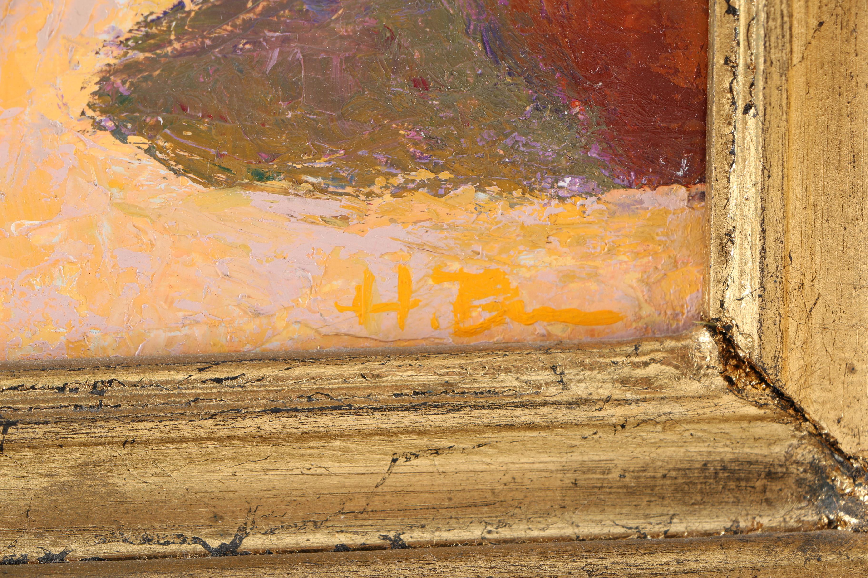 Oil Painting by Heather Bruce Titled "Blue Bottle and Apple"