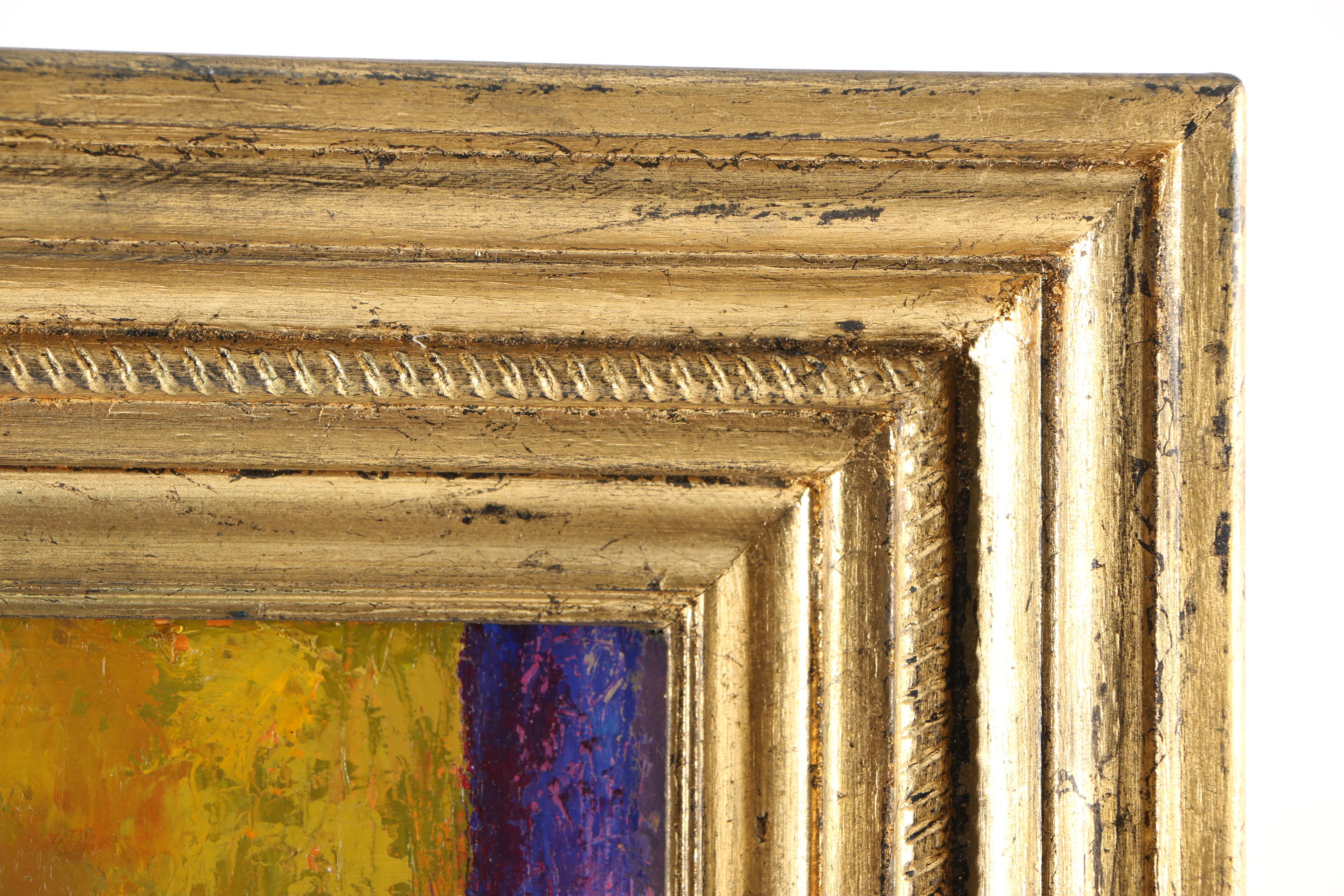 Oil Painting by Heather Bruce Titled "Blue Bottle and Apple"