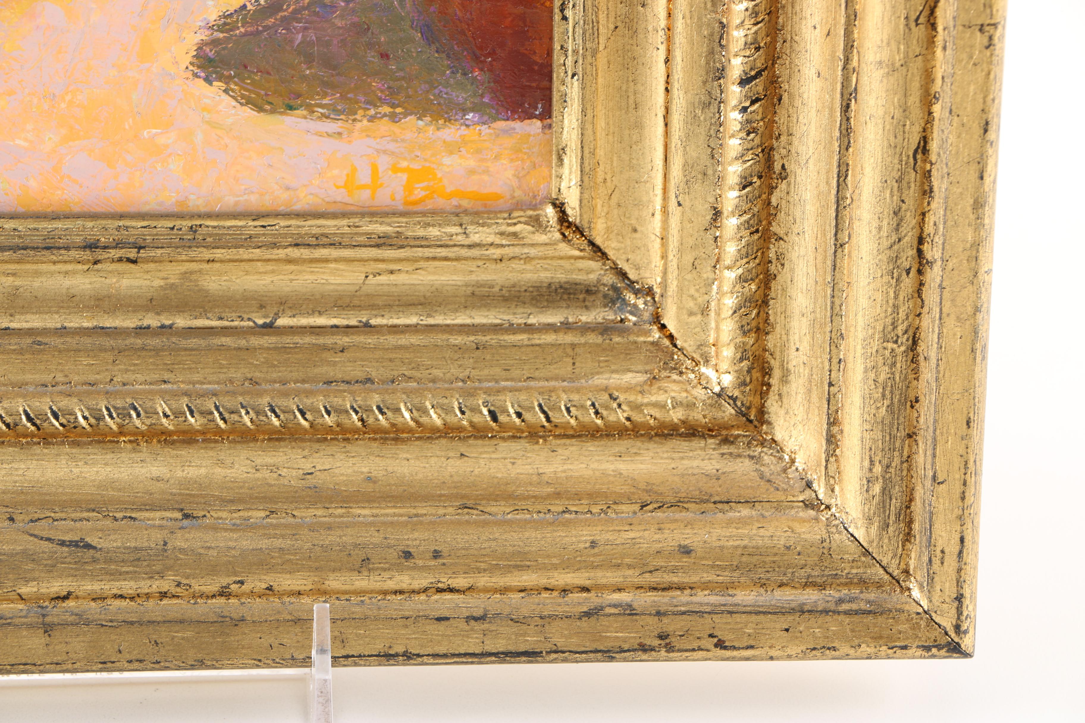 Oil Painting by Heather Bruce Titled "Blue Bottle and Apple"