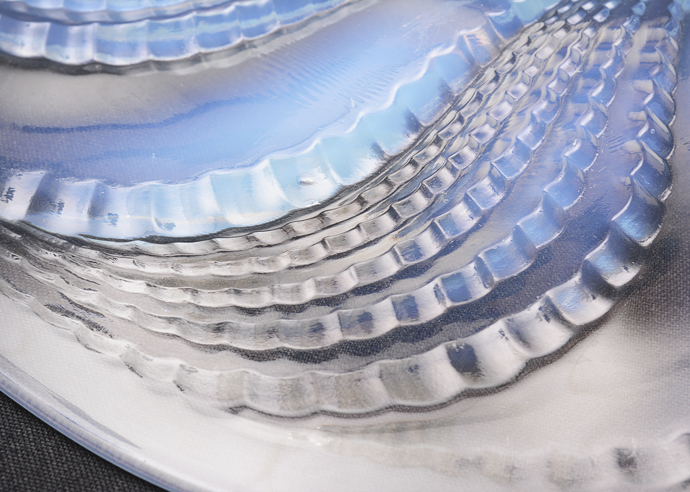 1930s R. Lalique Opalescent "Fleurons" Opalescent Glass Plate