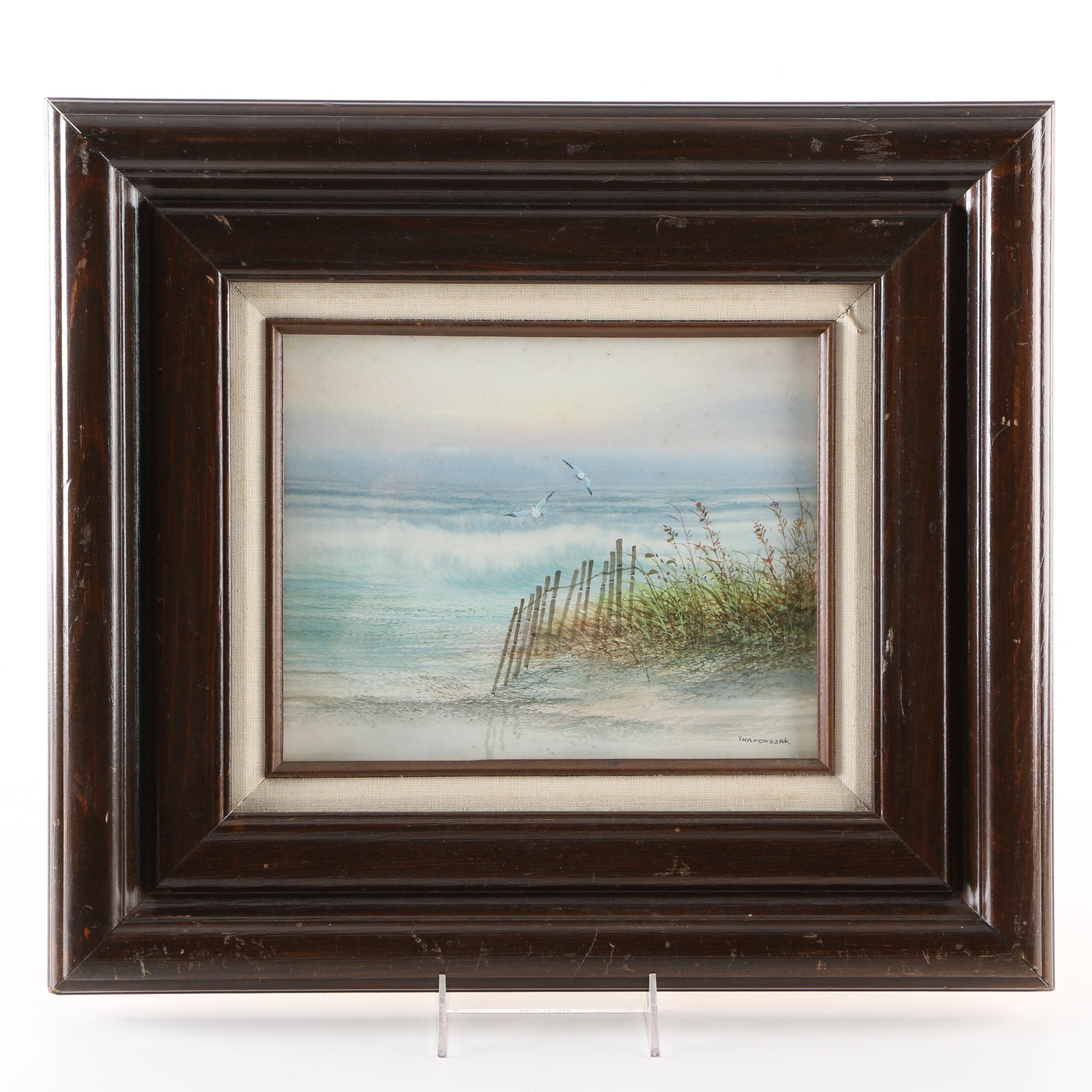 Thanongsak Watercolor Painting on Paper of a Seascape