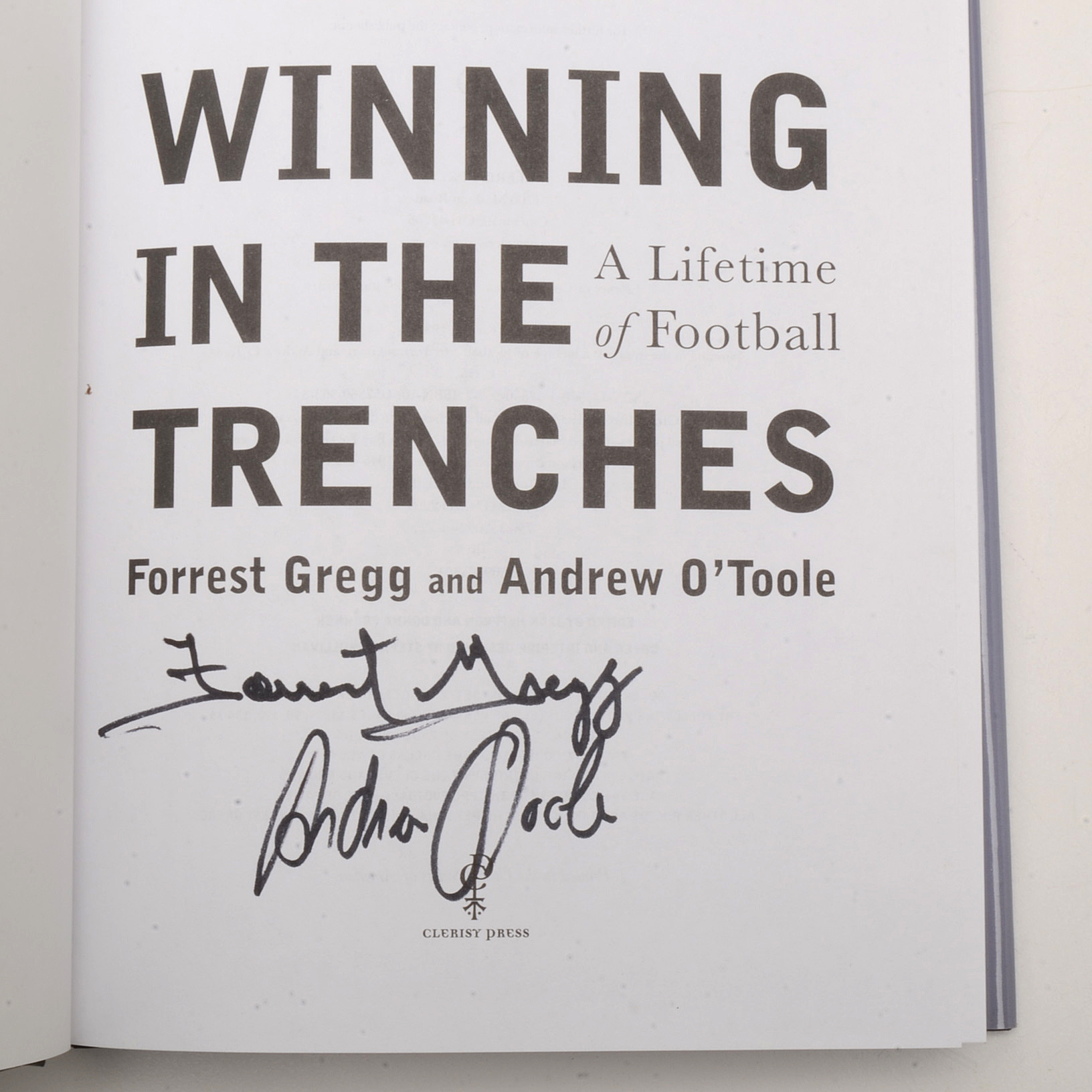 Forrest Gregg Signed "Winning in the Trenches"