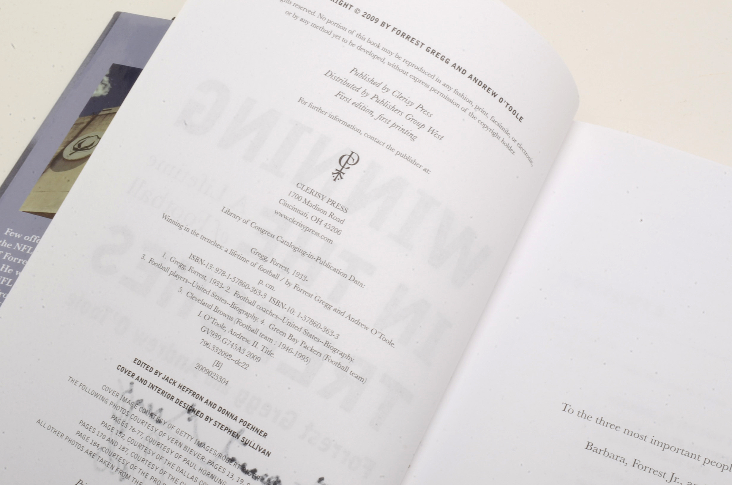 Forrest Gregg Signed "Winning in the Trenches"