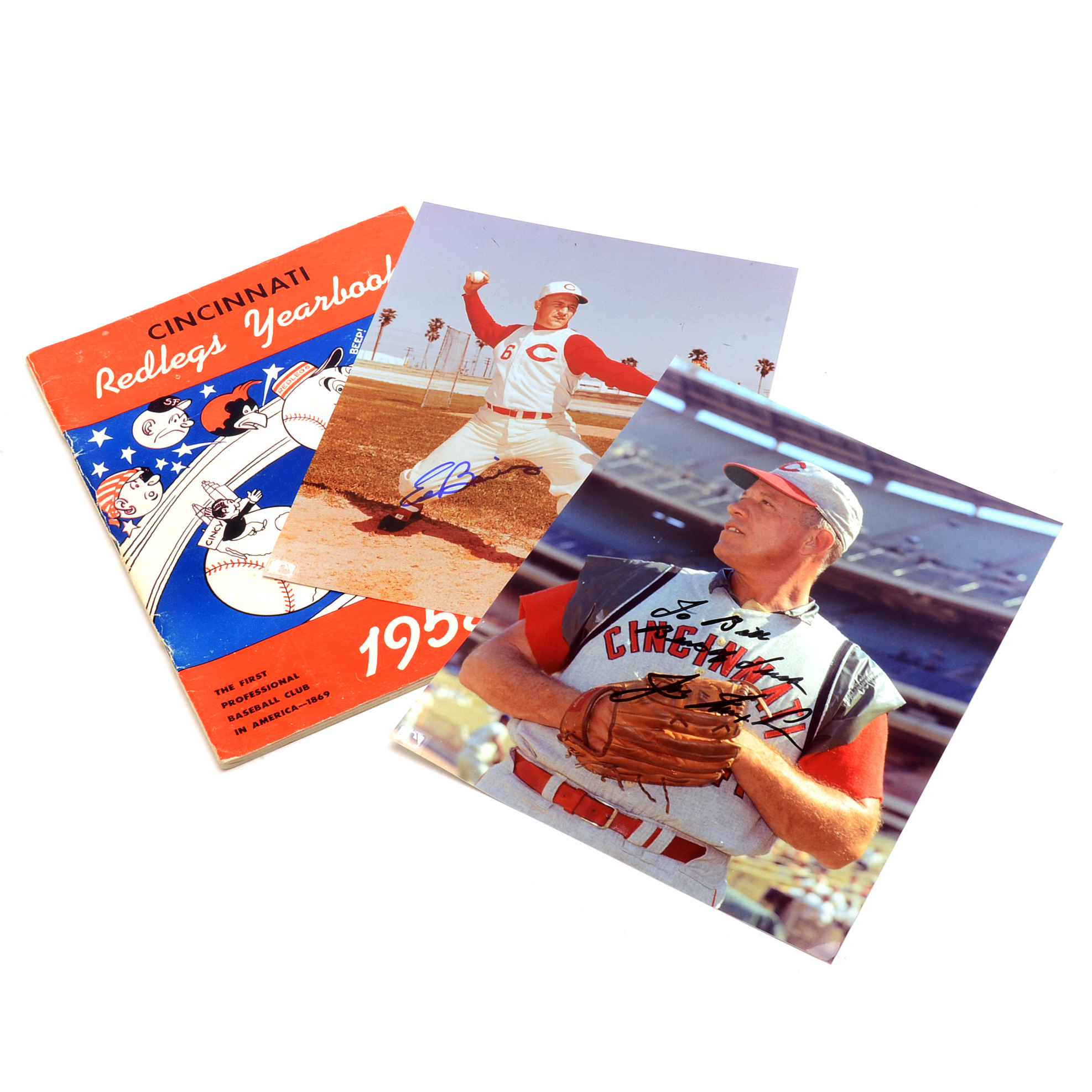 1958 Reds Yearbook With Nuxhall and Bailey Signed Photos