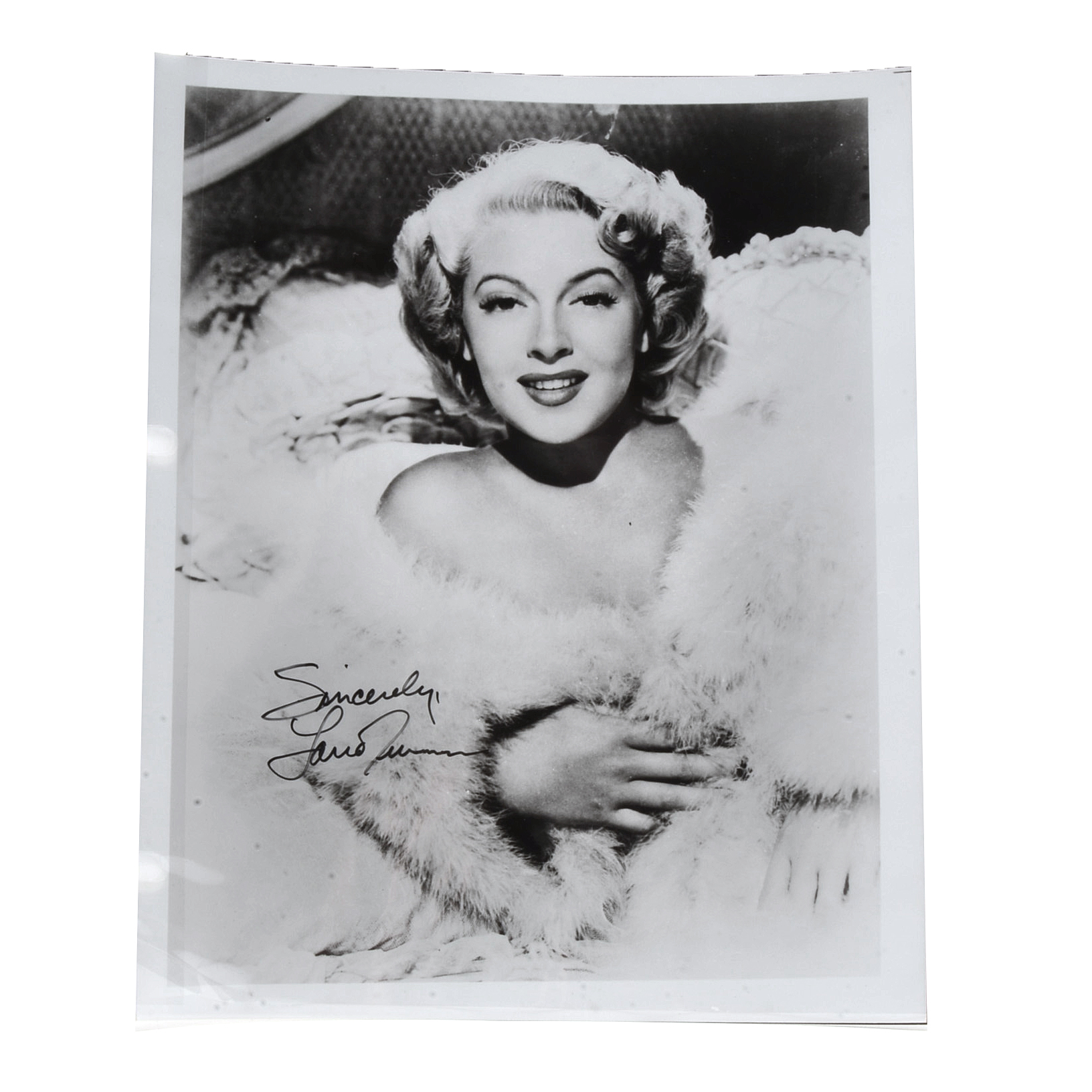 Lana Turner Signed Black and White Photo