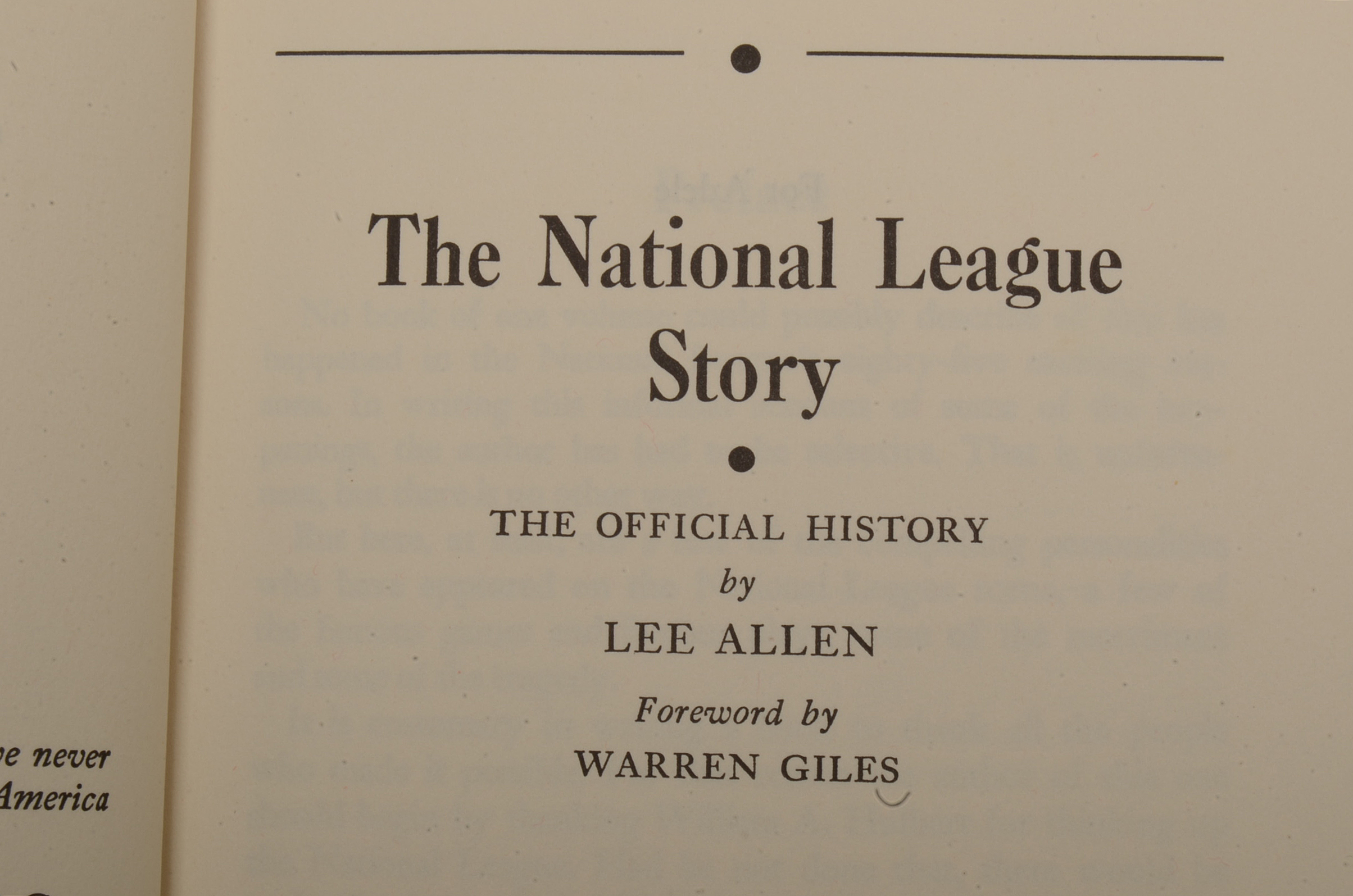 Lee Allen Signed "The National League Story"
