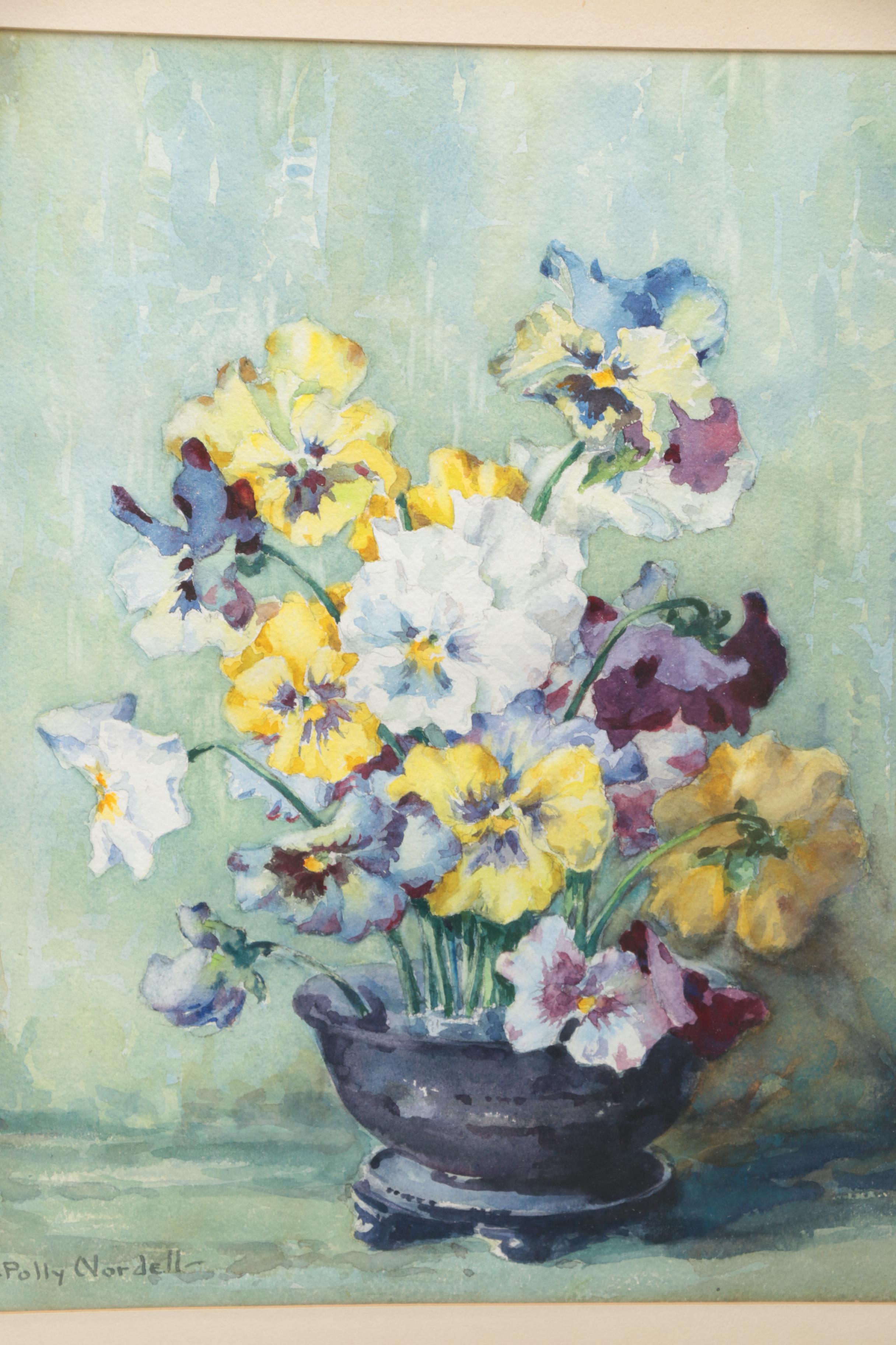 Polly Nordell Watercolor of Pansies